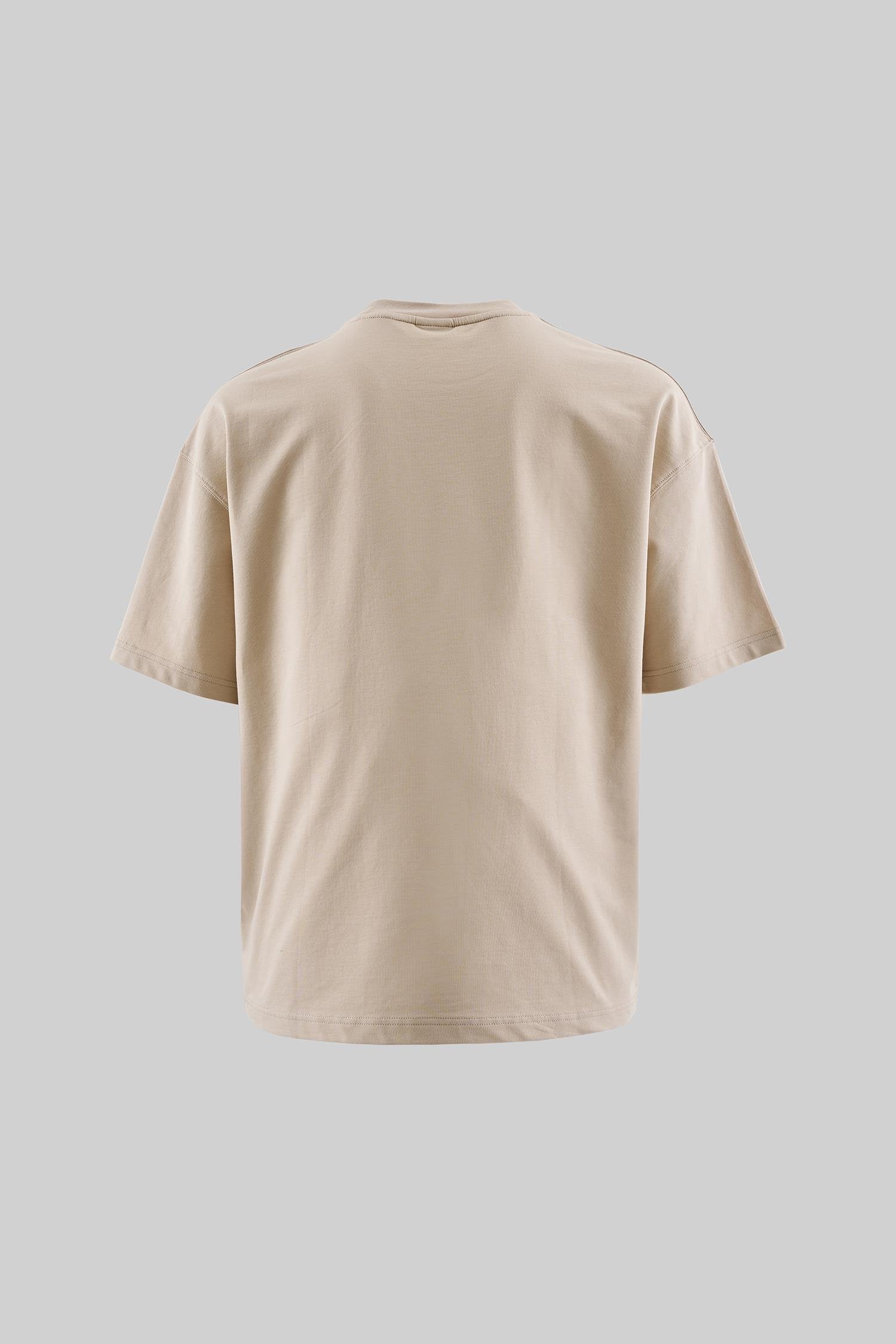 Erkek Basic Pamuklu Oversize Tişört Açık Bej
