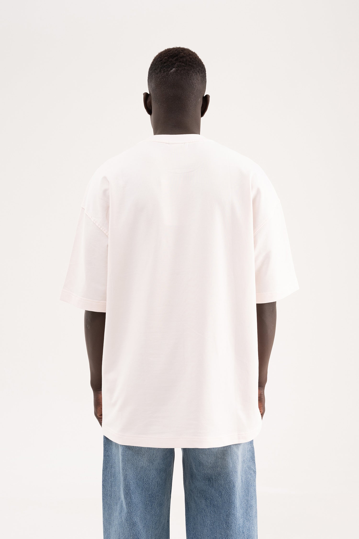 Erkek Basic Pamuklu Oversize Tişört Açık Pembe-9