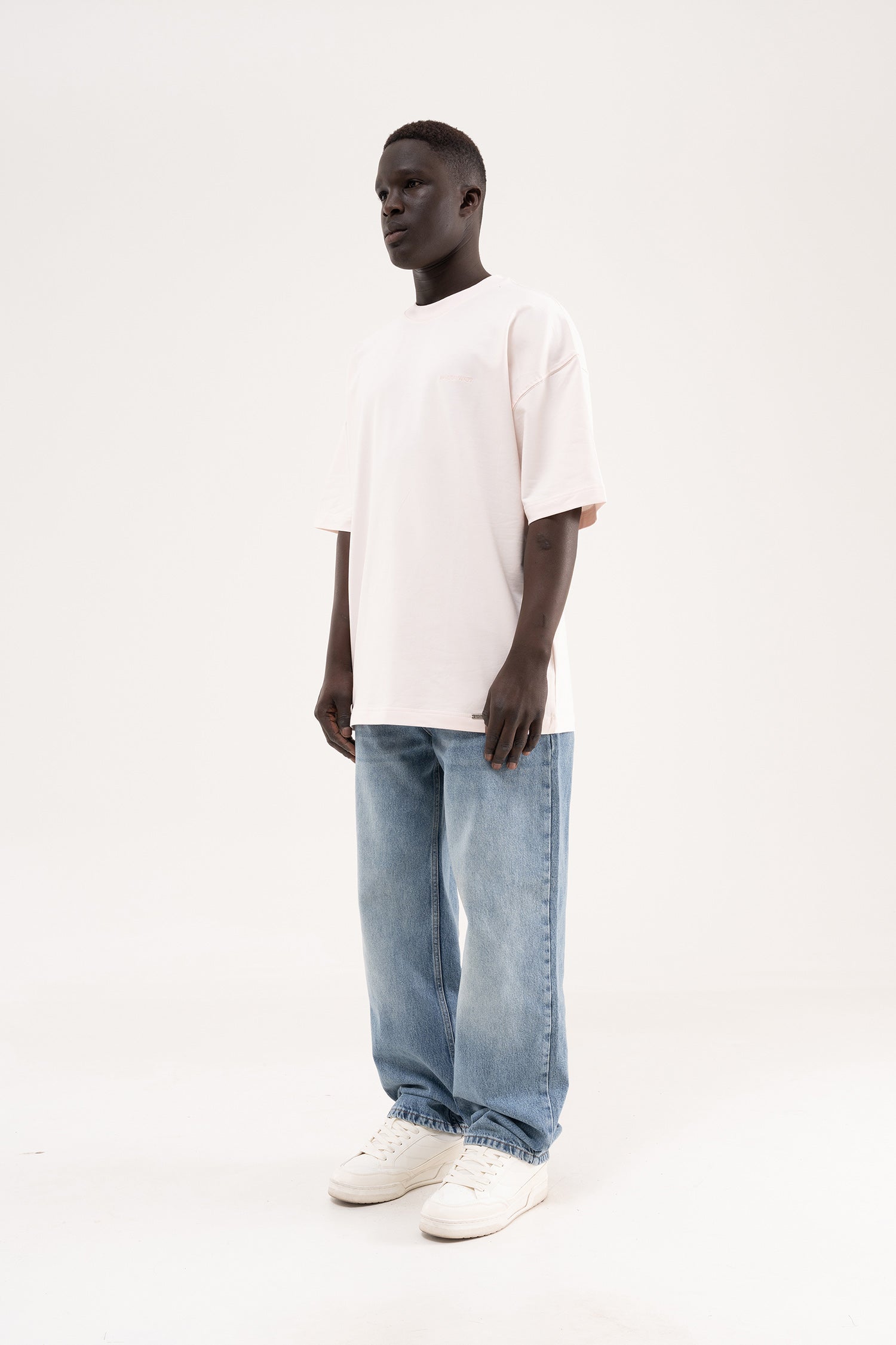 Erkek Basic Pamuklu Oversize Tişört Açık Pembe-11