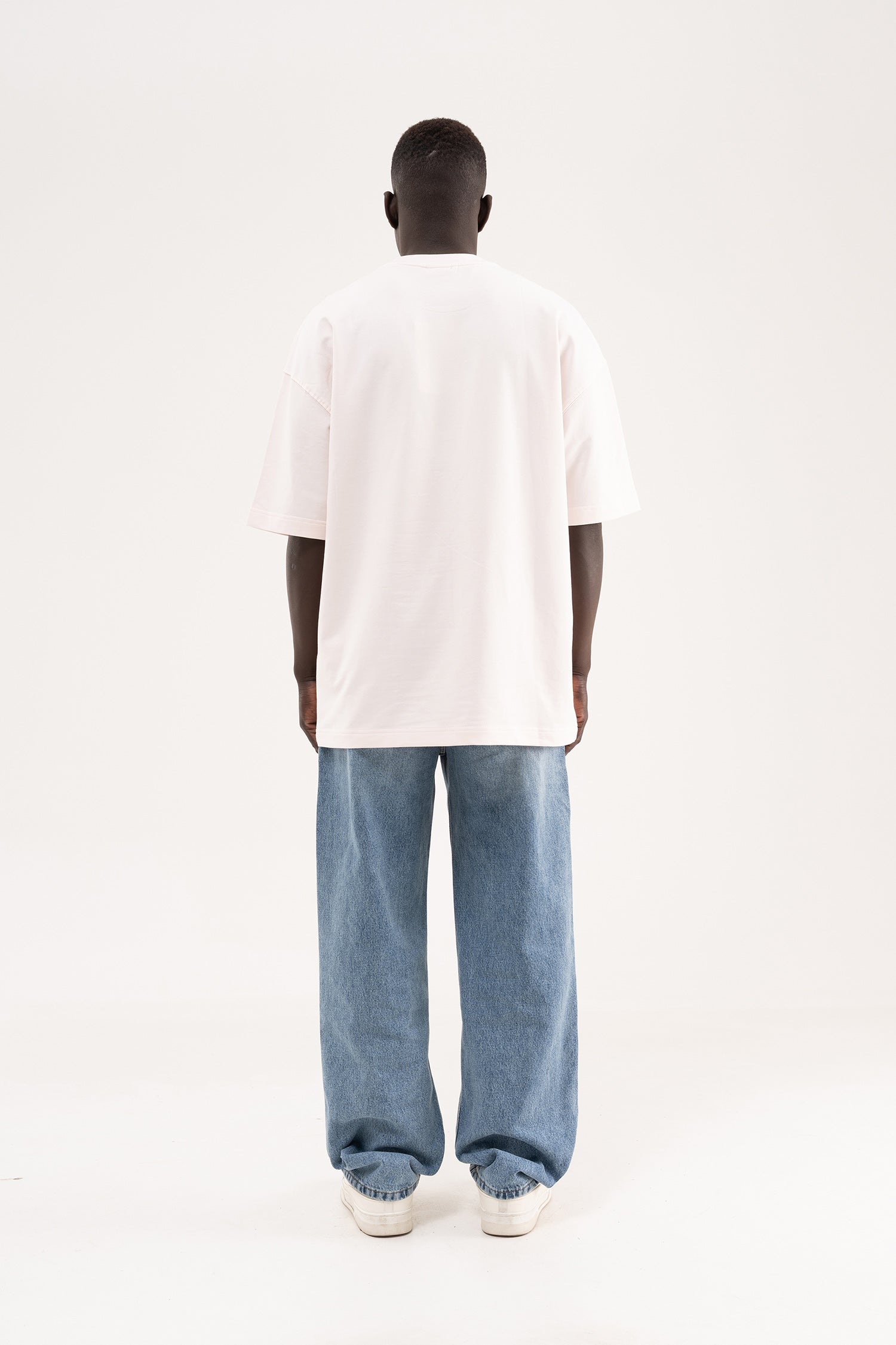 Erkek Basic Pamuklu Oversize Tişört Açık Pembe-12