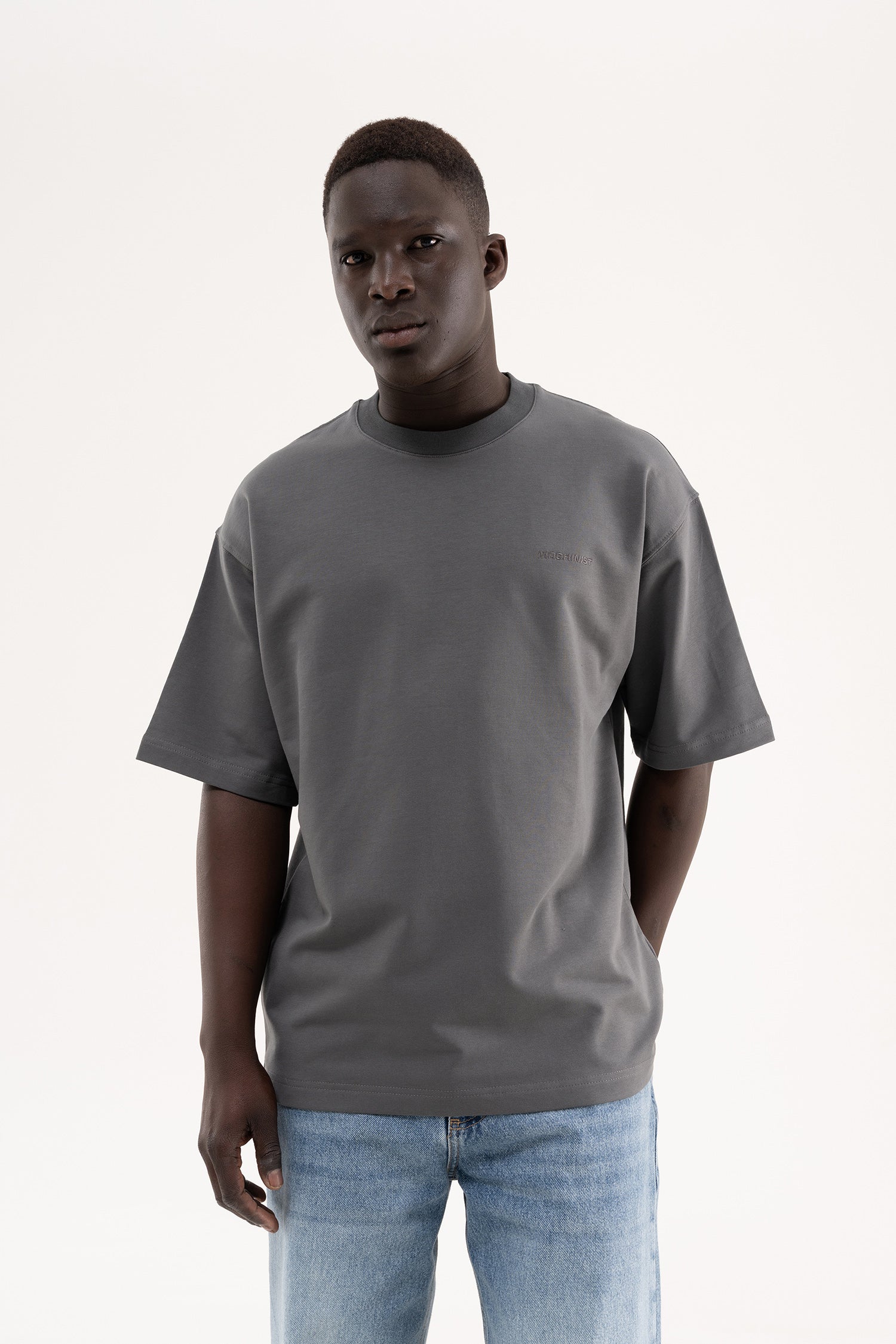 Erkek Basic Pamuklu Oversize Tişört Duman