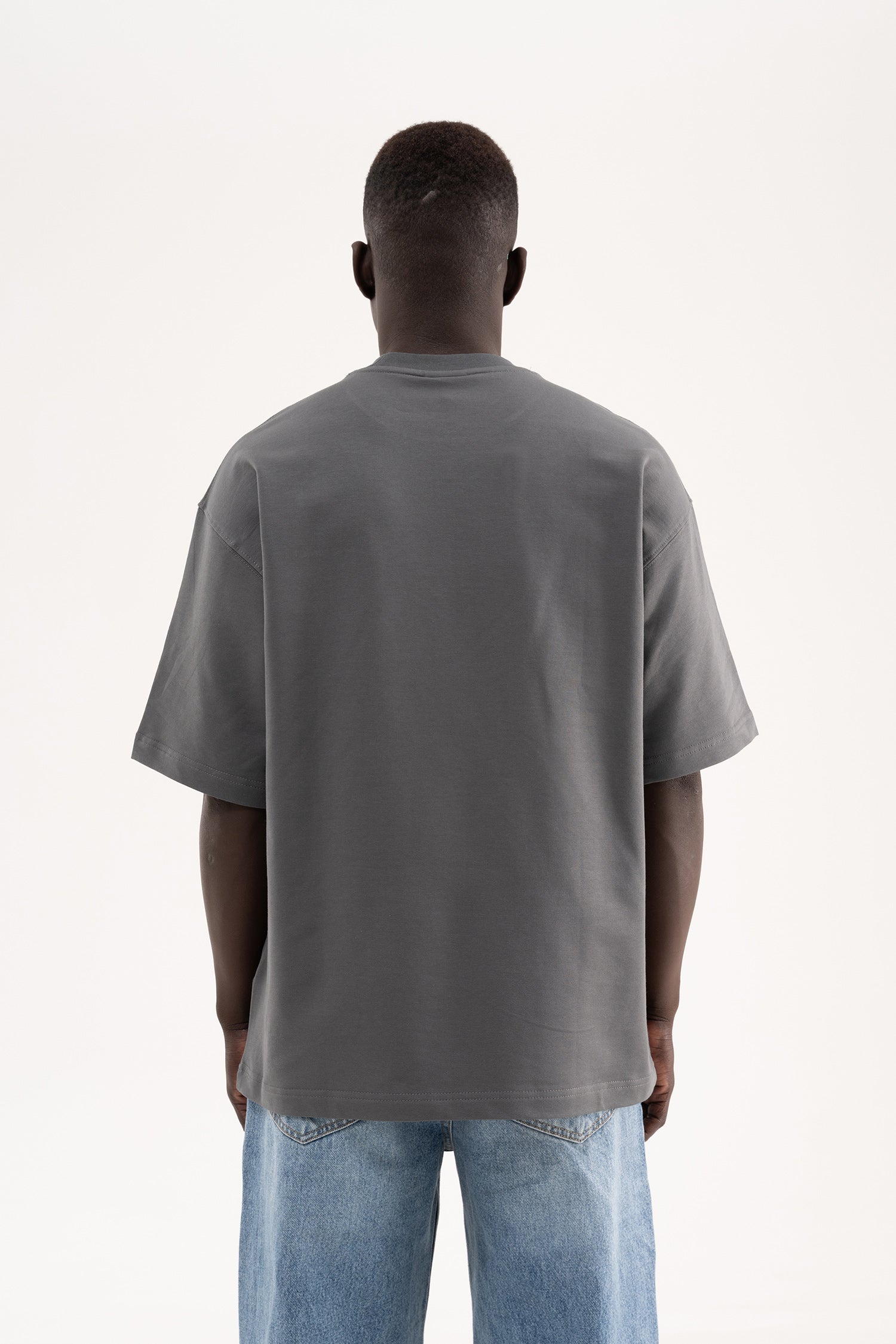 Erkek Basic Pamuklu Oversize Tişört Duman-6