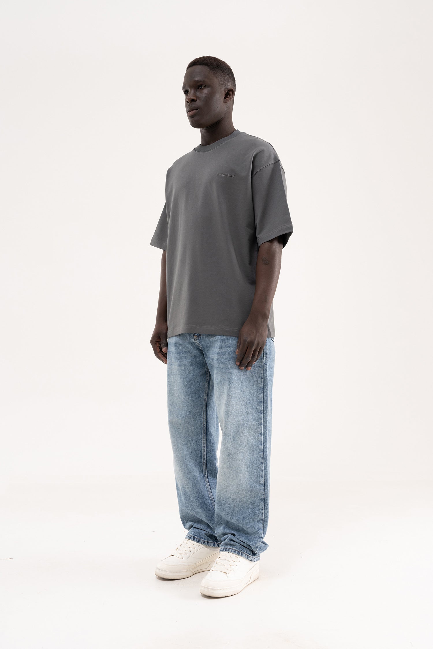 Erkek Basic Pamuklu Oversize Tişört Duman-8