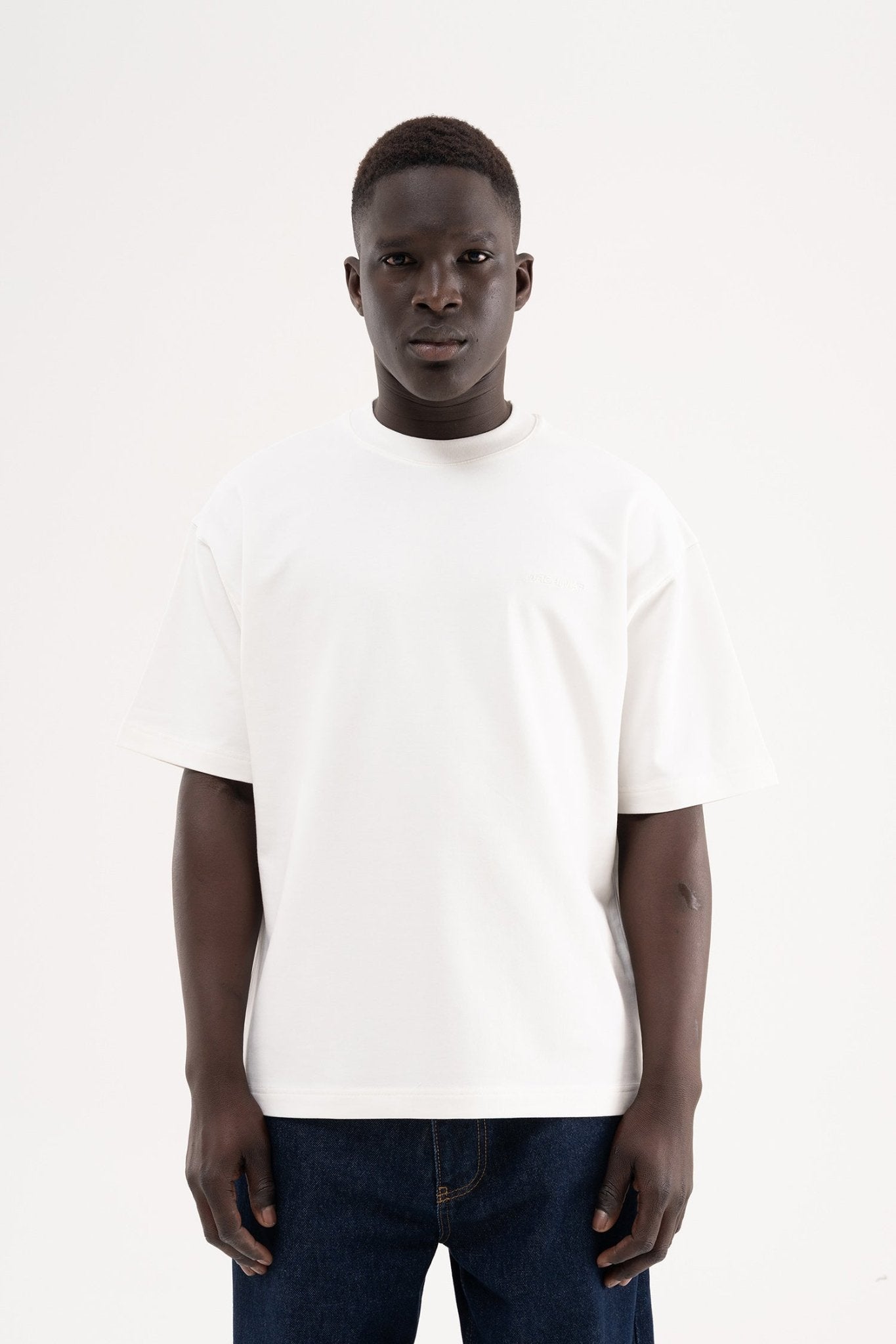 Erkek Basic Pamuklu Oversize Tişört Ekru