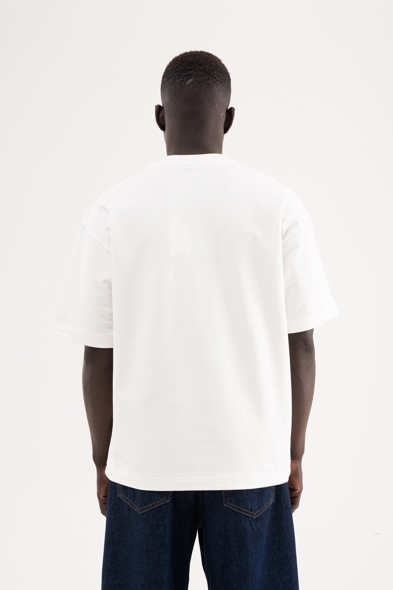 Erkek Basic Pamuklu Oversize Tişört Ekru