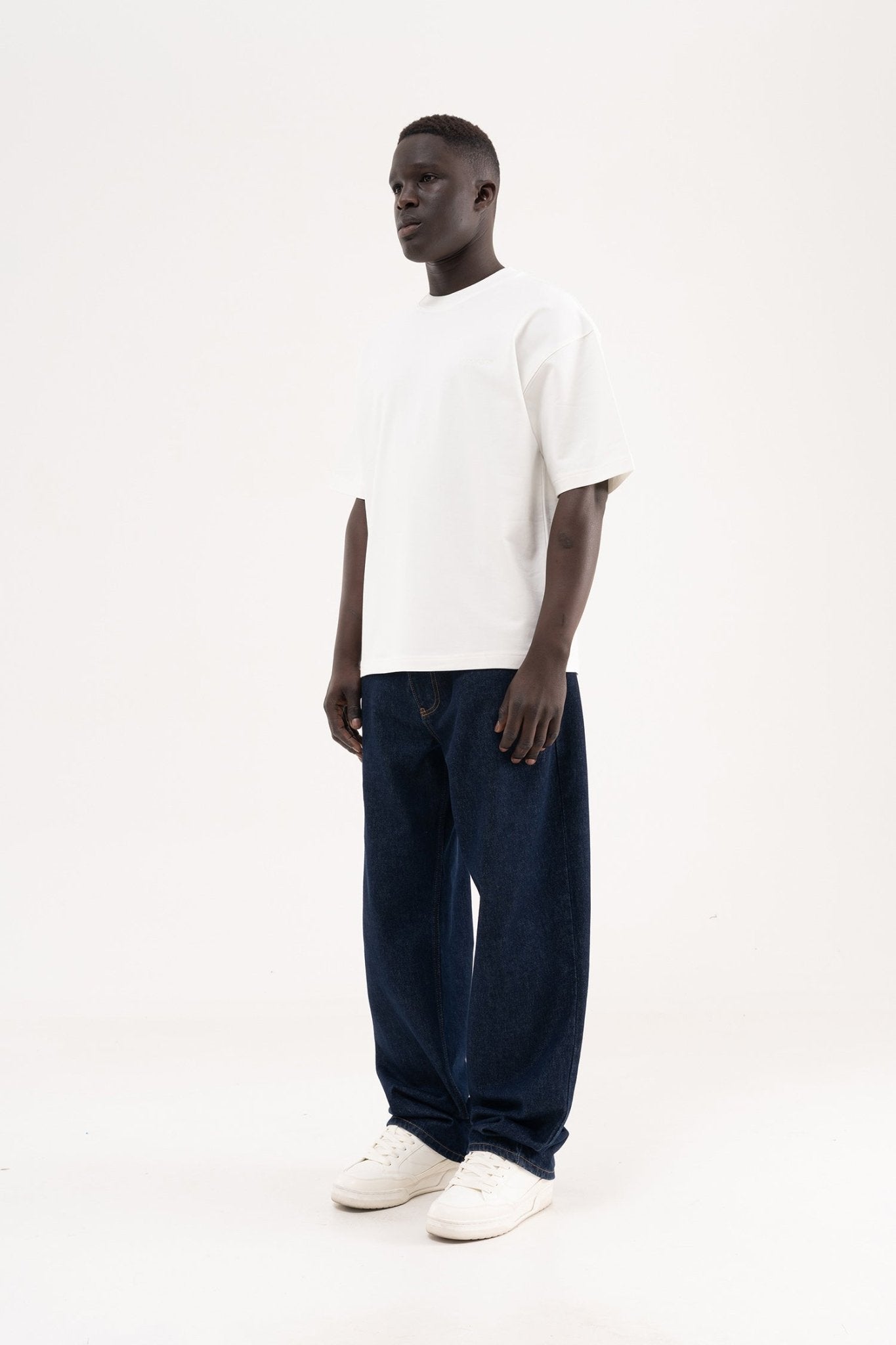 Erkek Basic Pamuklu Oversize Tişört Ekru
