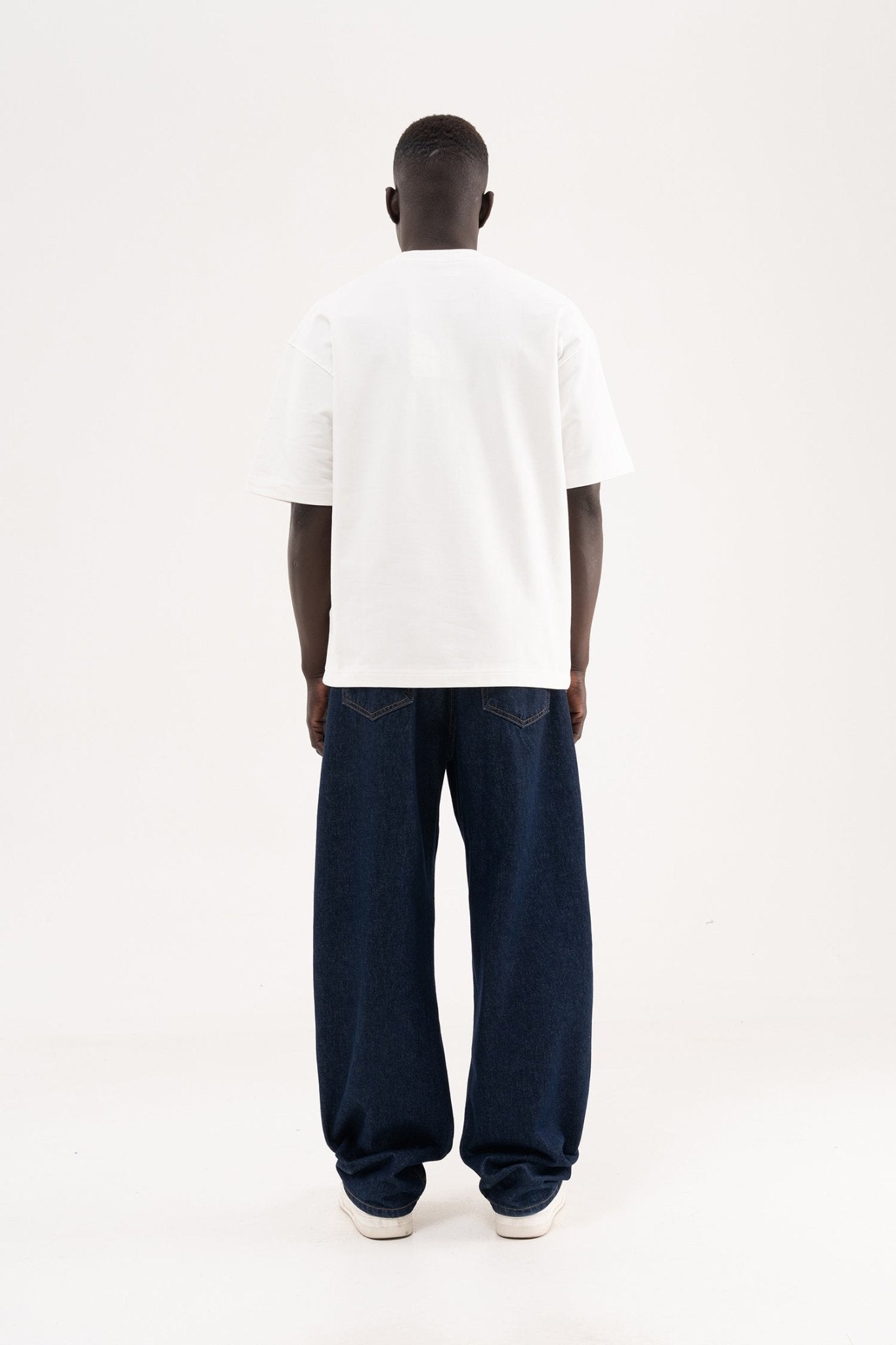 Erkek Basic Pamuklu Oversize Tişört Ekru