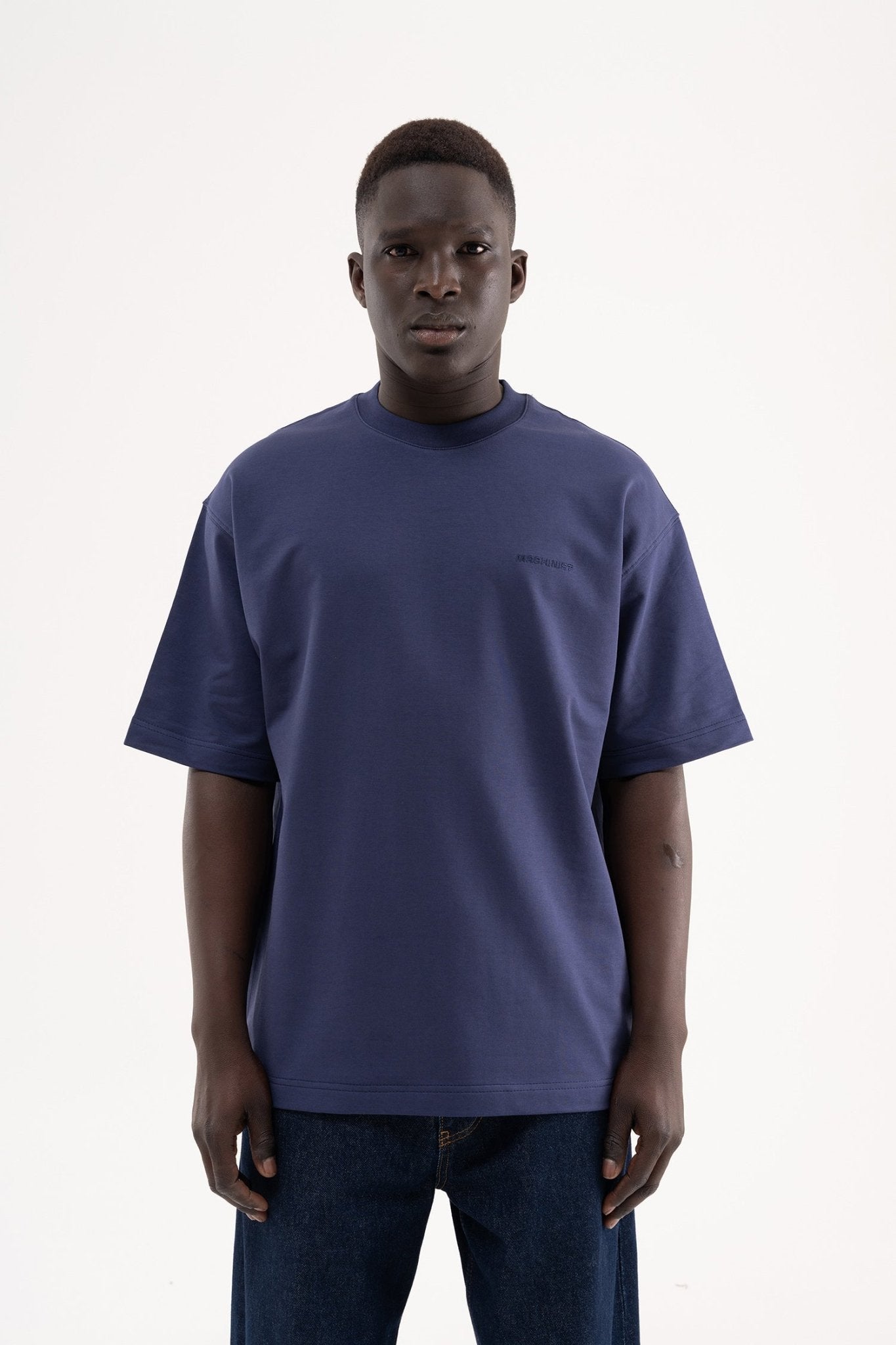 Erkek Basic Pamuklu Oversize Tişört Gece Mavisi
