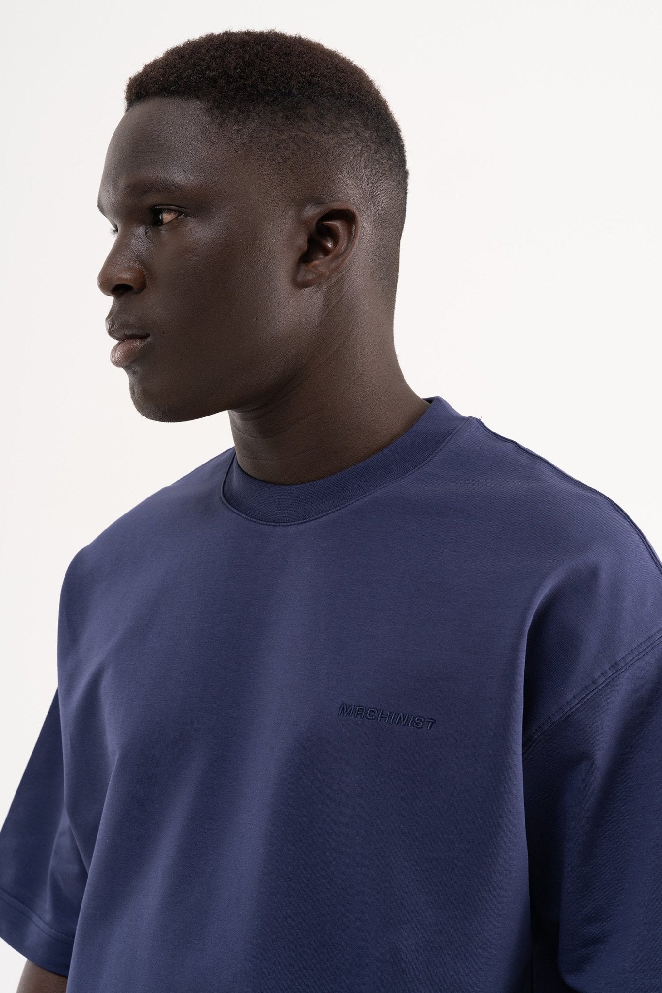 Erkek Basic Pamuklu Oversize Tişört Gece Mavisi