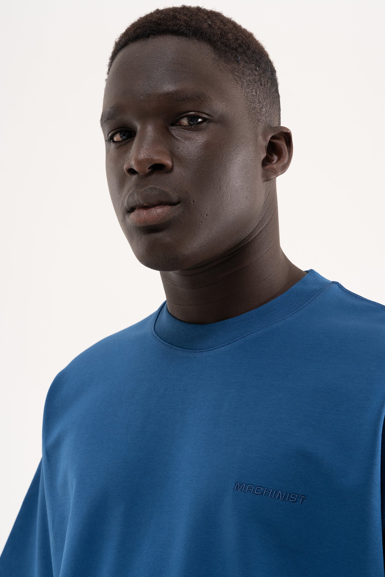 Erkek Basic Pamuklu Oversize Tişört Indigo-7