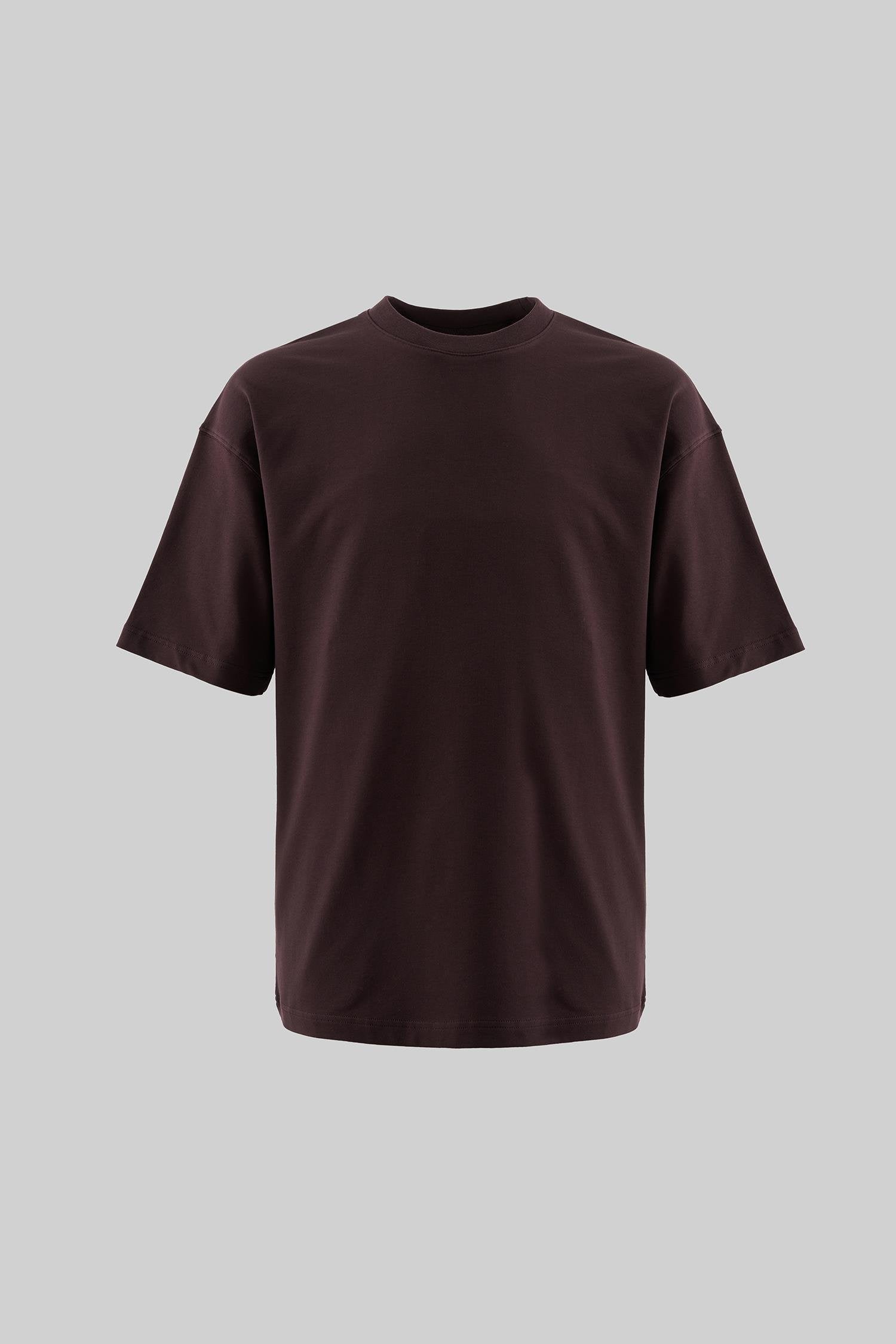 Erkek Basic Pamuklu Oversize Tişört Kahverengi
