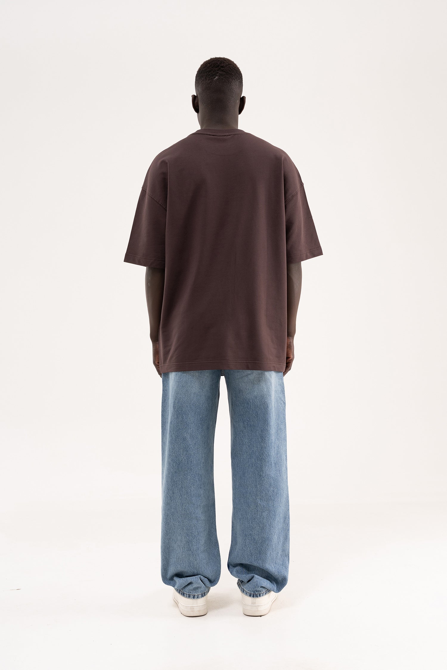 Erkek Basic Pamuklu Oversize Tişört Kahverengi-12