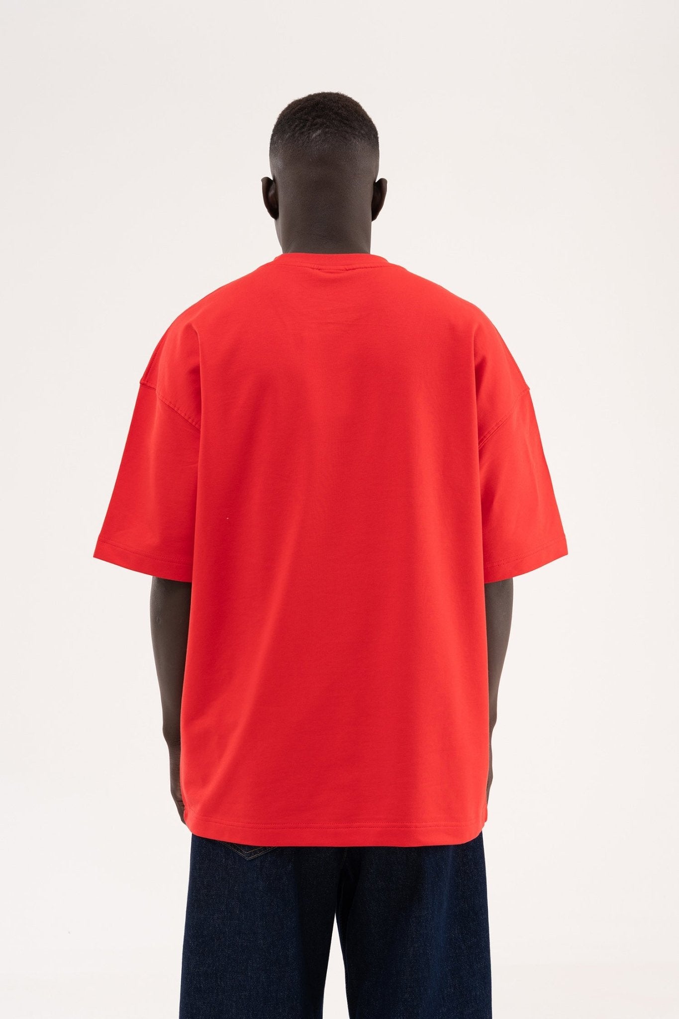 Erkek Basic Pamuklu Oversize Tişört Kırmızı