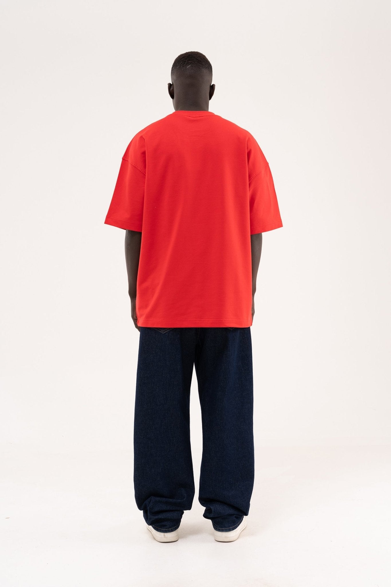 Erkek Basic Pamuklu Oversize Tişört Kırmızı