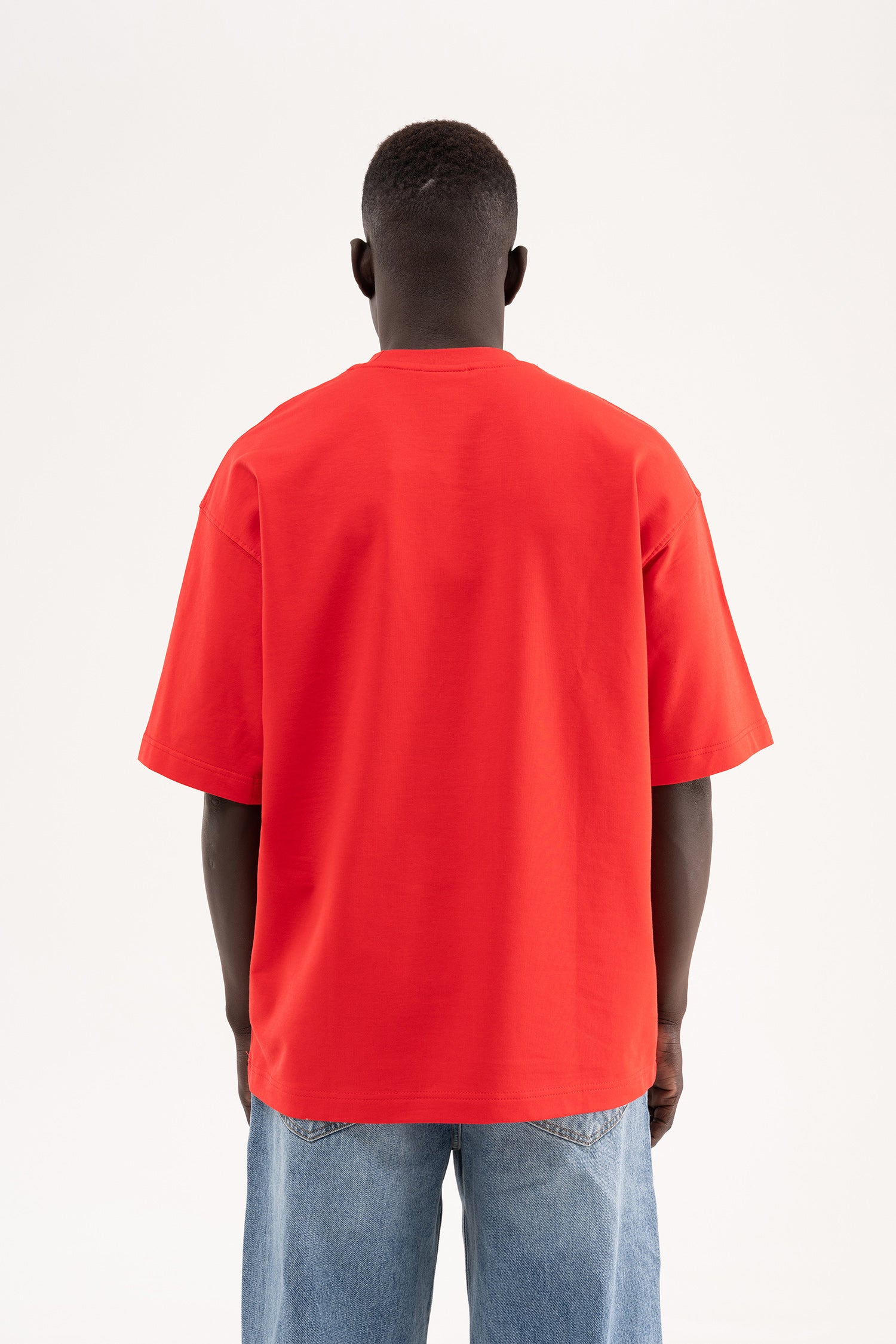 Erkek Basic Pamuklu Oversize Tişört Kırmızı-9