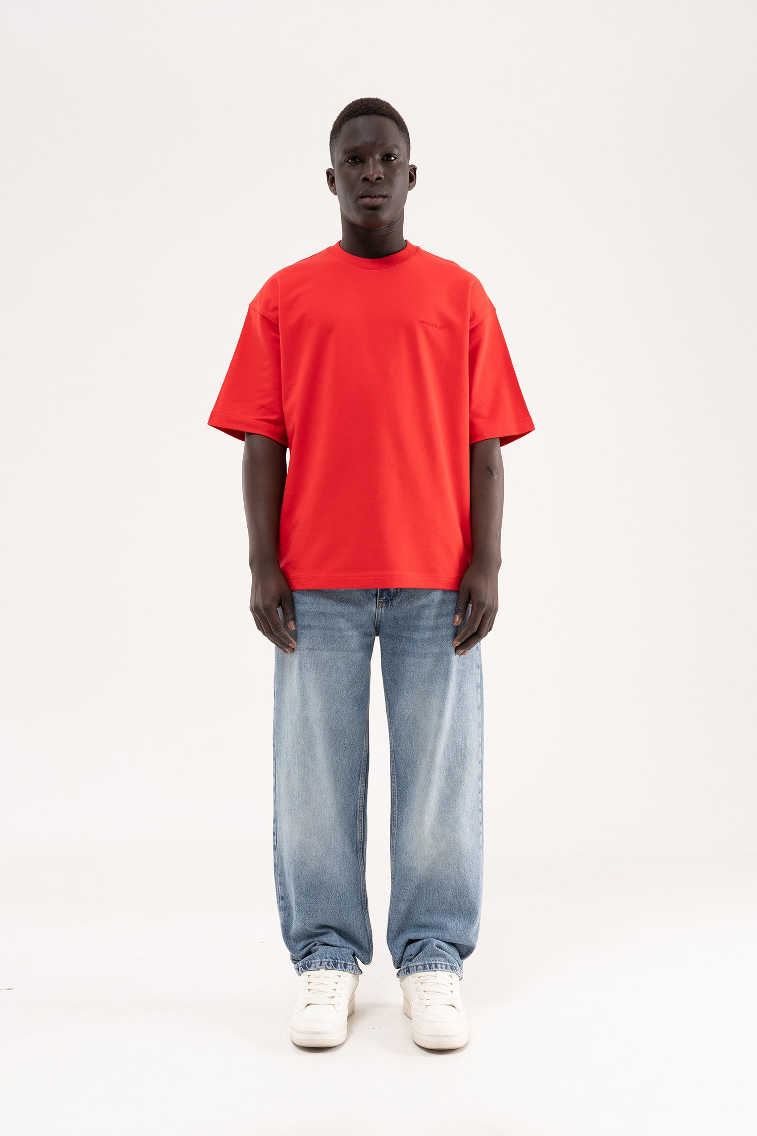 Erkek Basic Pamuklu Oversize Tişört Kırmızı-10