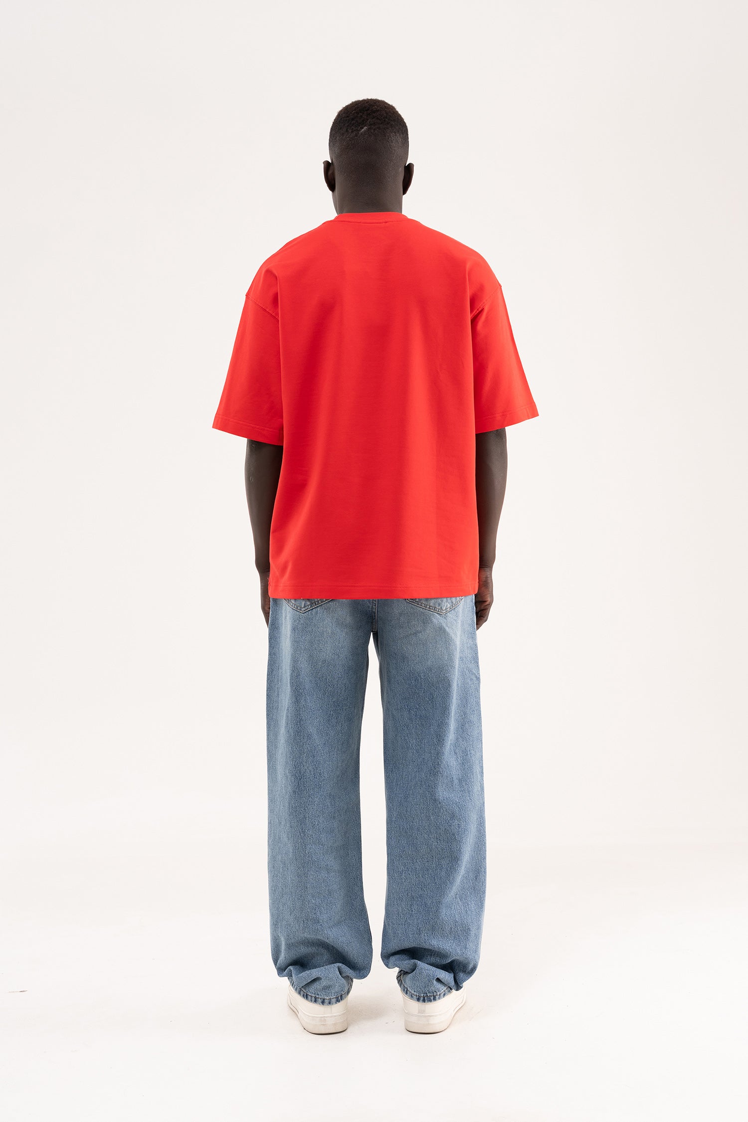 Erkek Basic Pamuklu Oversize Tişört Kırmızı-12