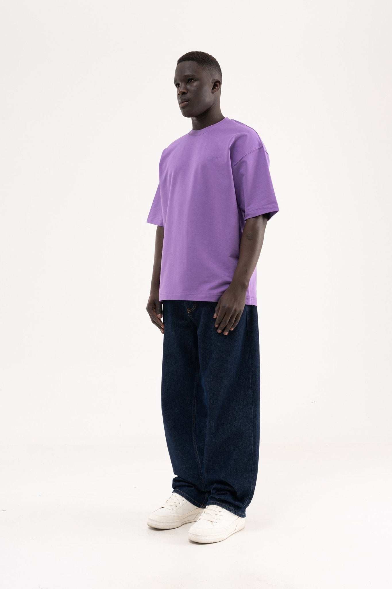 Erkek Basic Pamuklu Oversize Tişört Mor