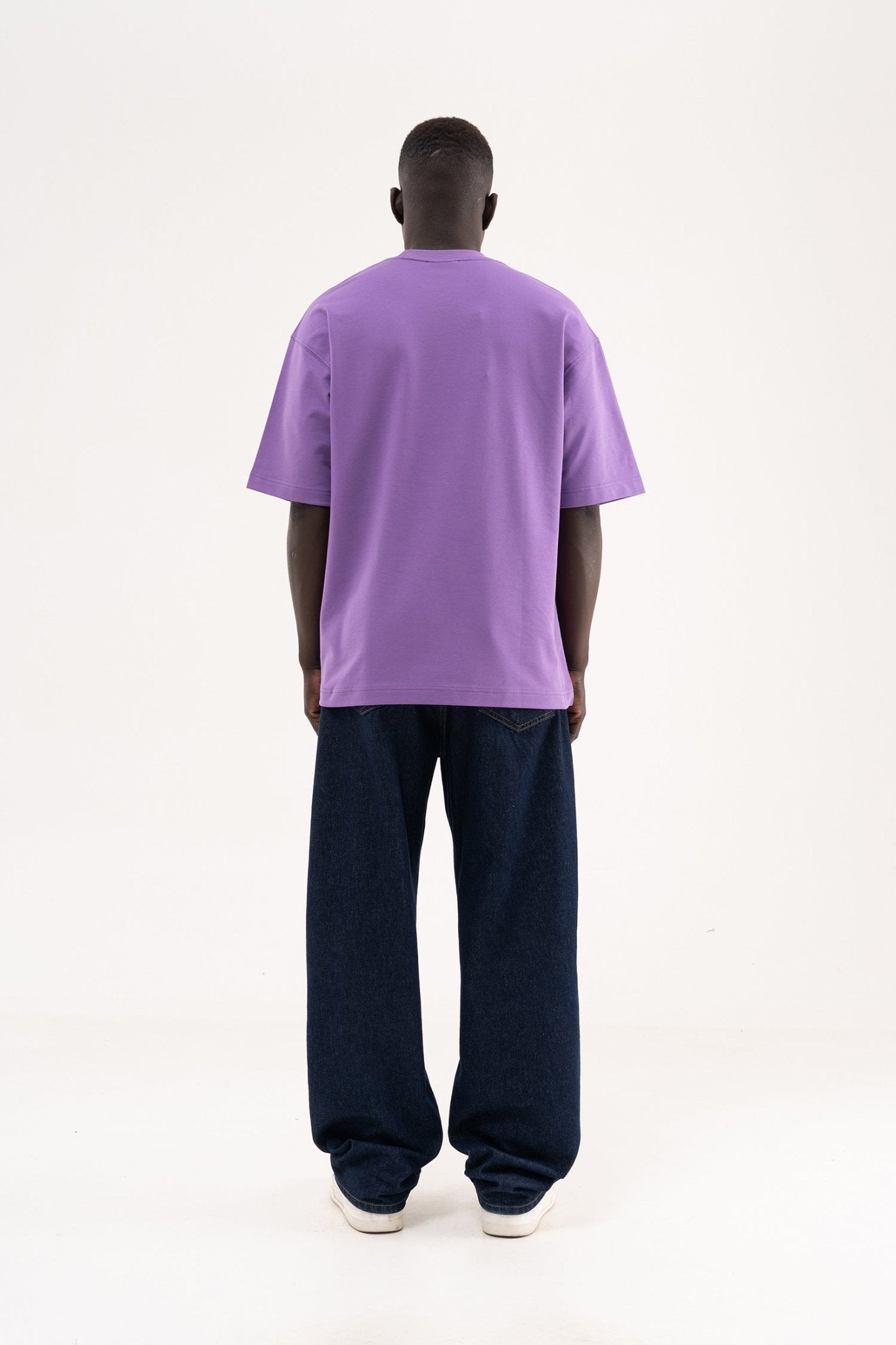 Erkek Basic Pamuklu Oversize Tişört Mor