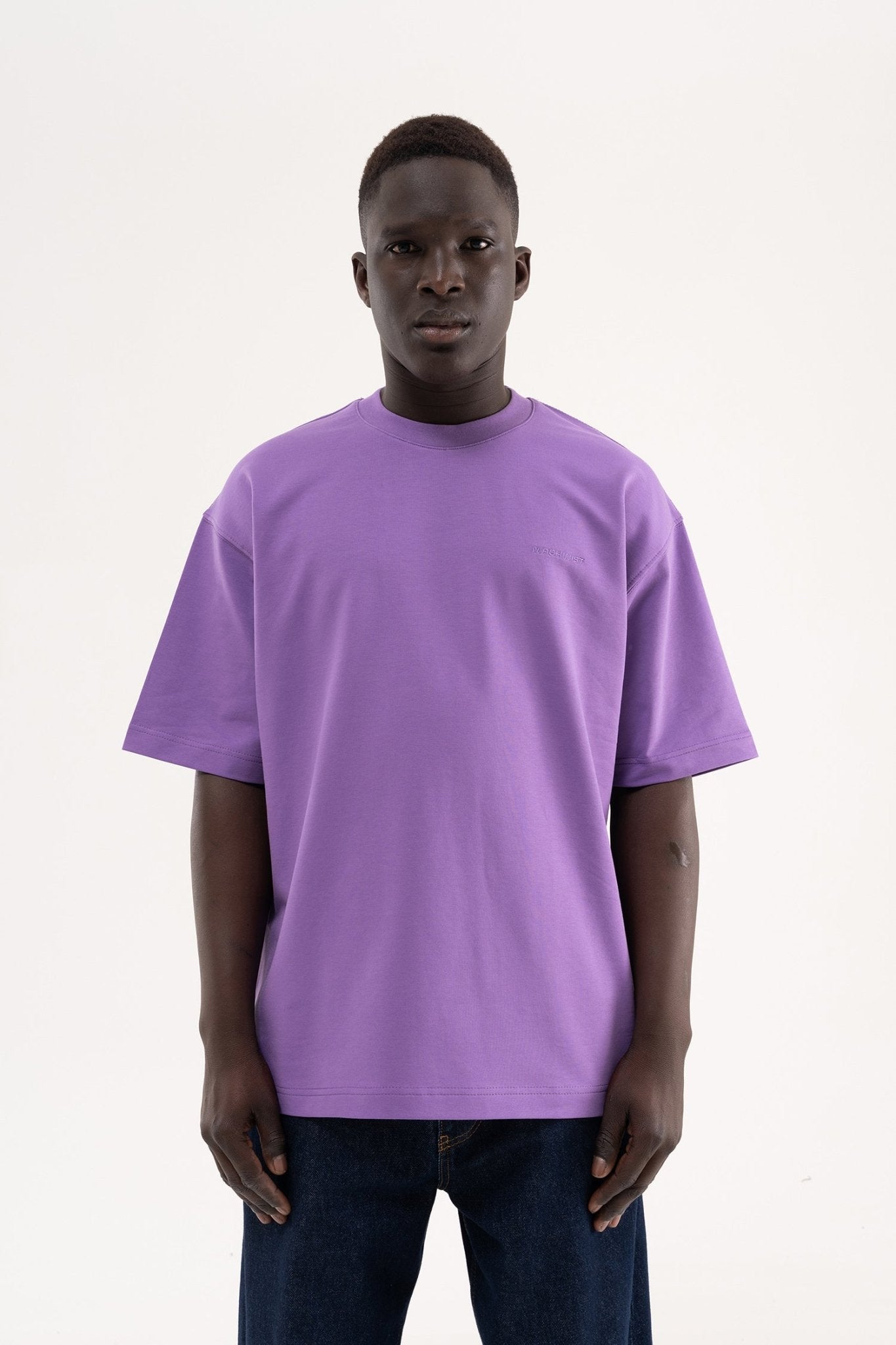 Erkek Basic Pamuklu Oversize Tişört Mor