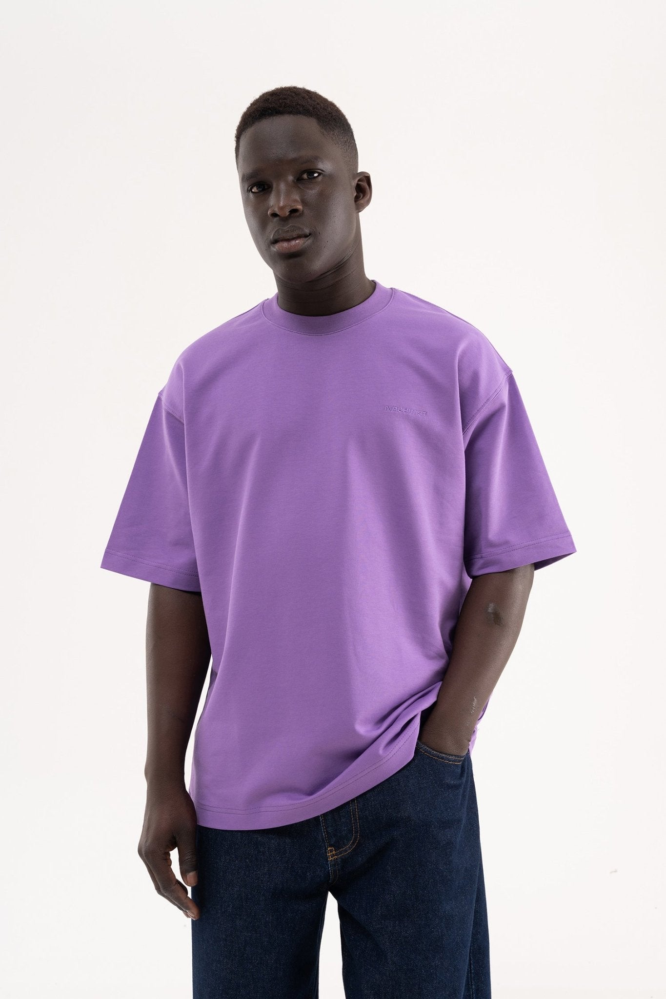Erkek Basic Pamuklu Oversize Tişört Mor