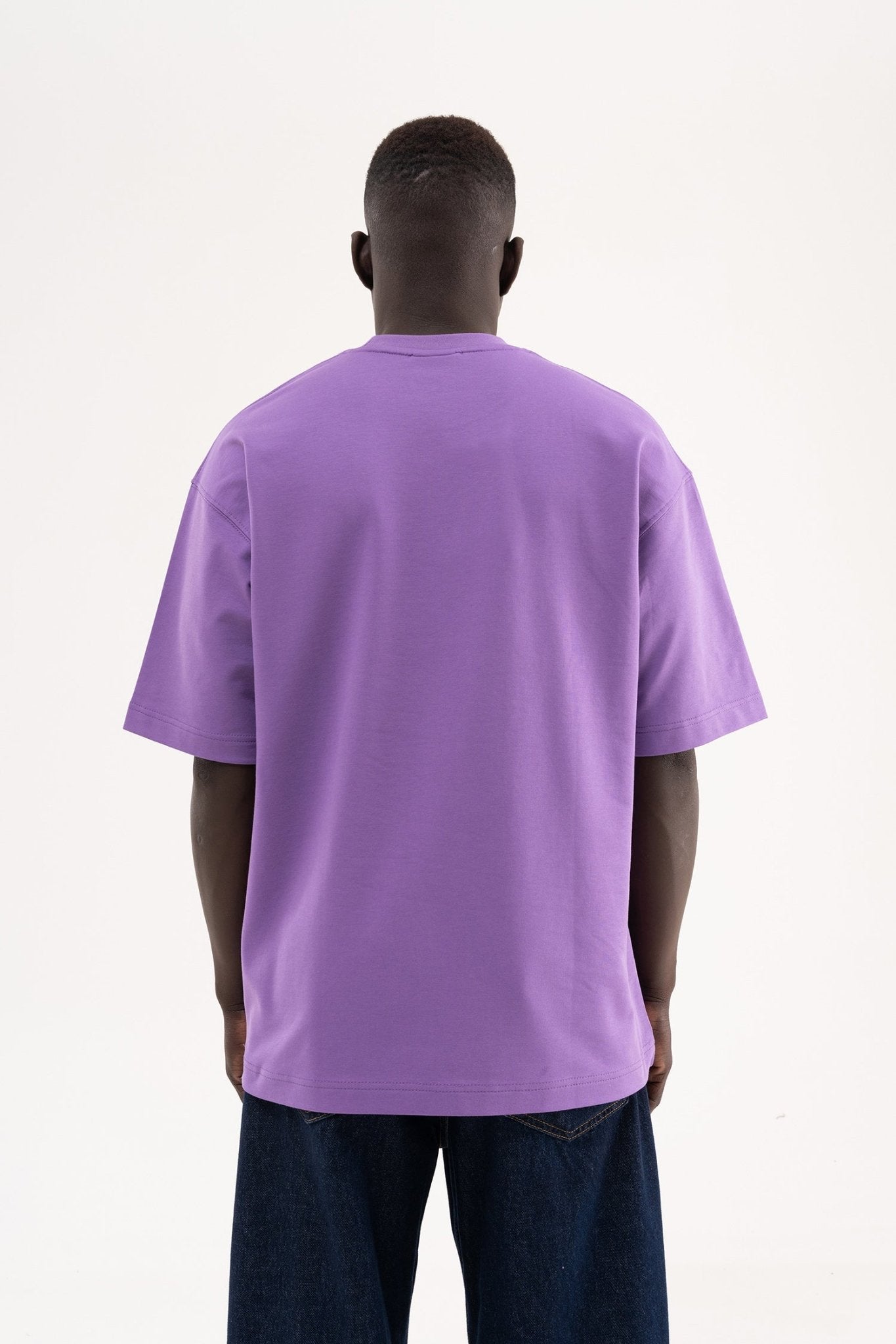 Erkek Basic Pamuklu Oversize Tişört Mor