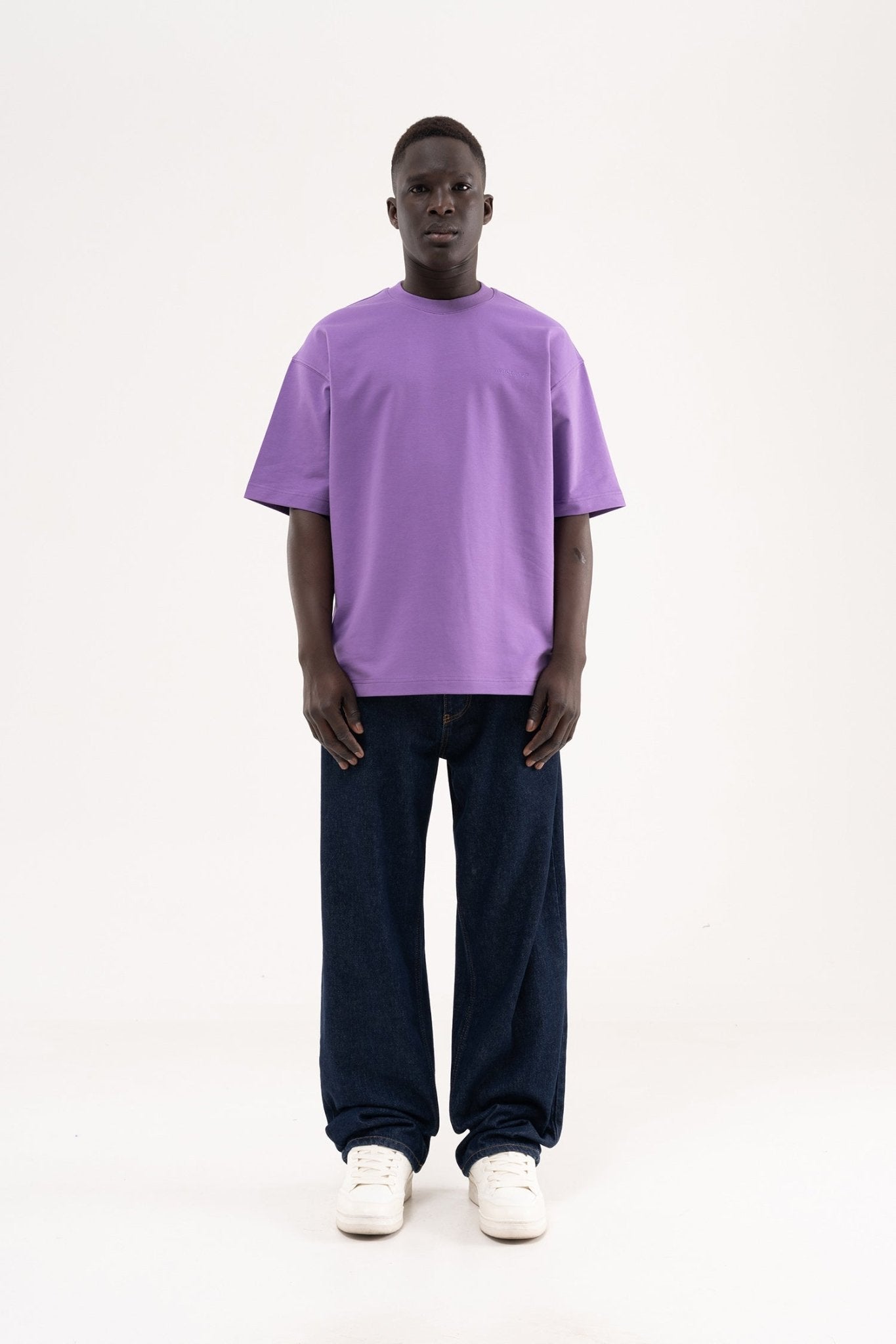 Erkek Basic Pamuklu Oversize Tişört Mor