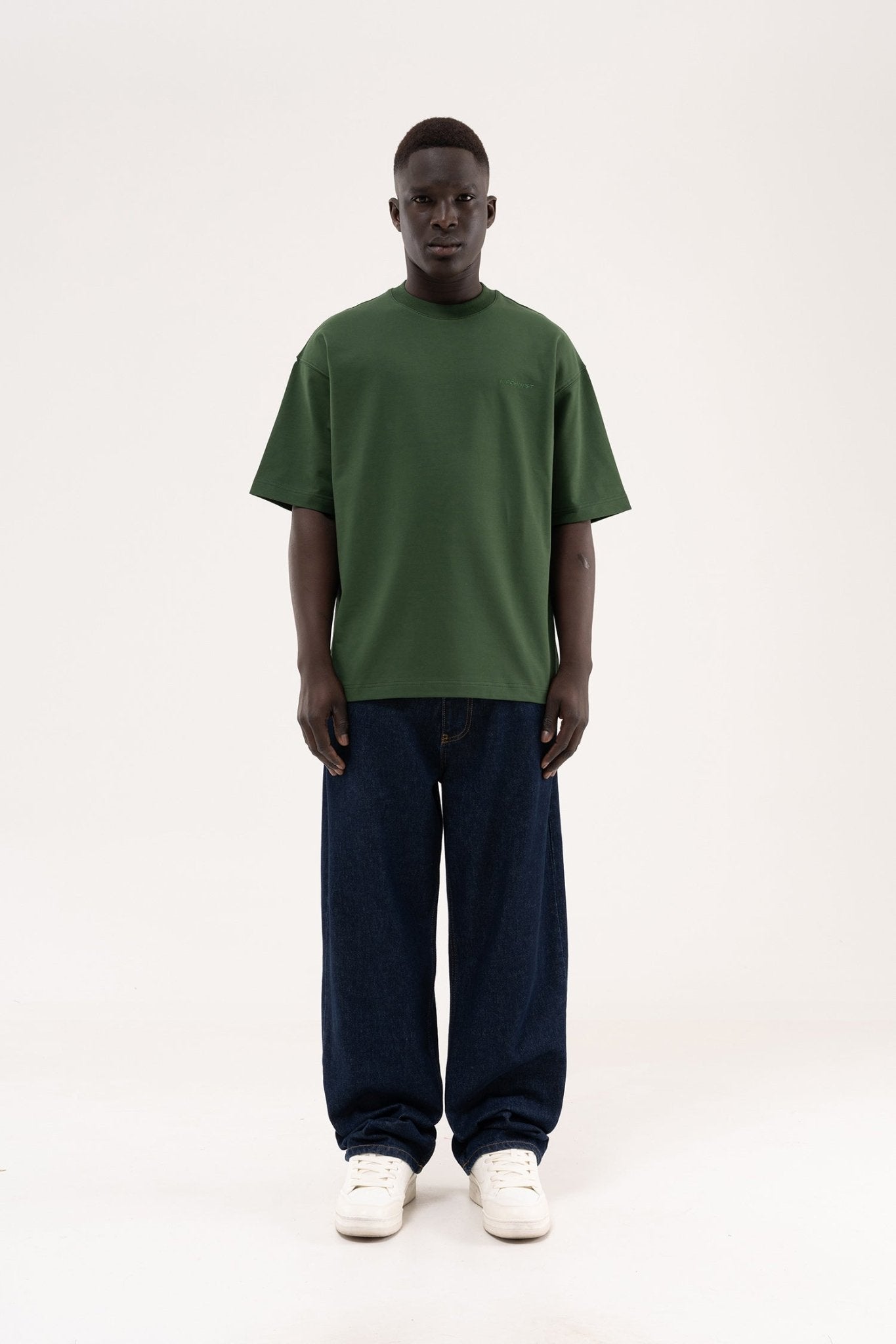Erkek Basic Pamuklu Oversize Tişört Orman Yeşili