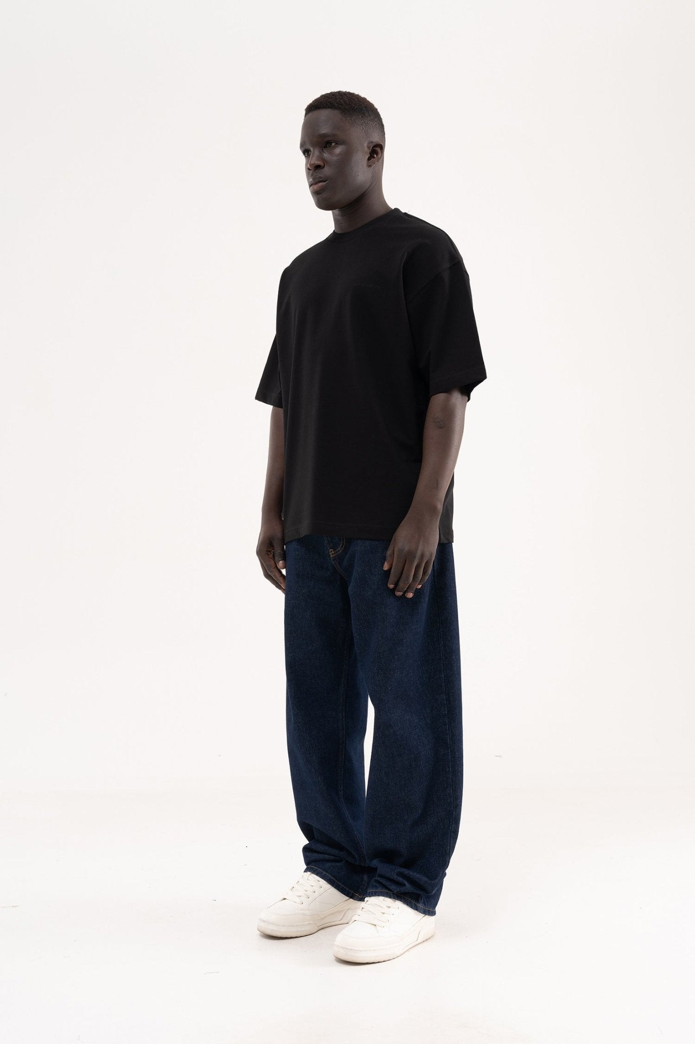 Erkek Basic Pamuklu Oversize Tişört Siyah