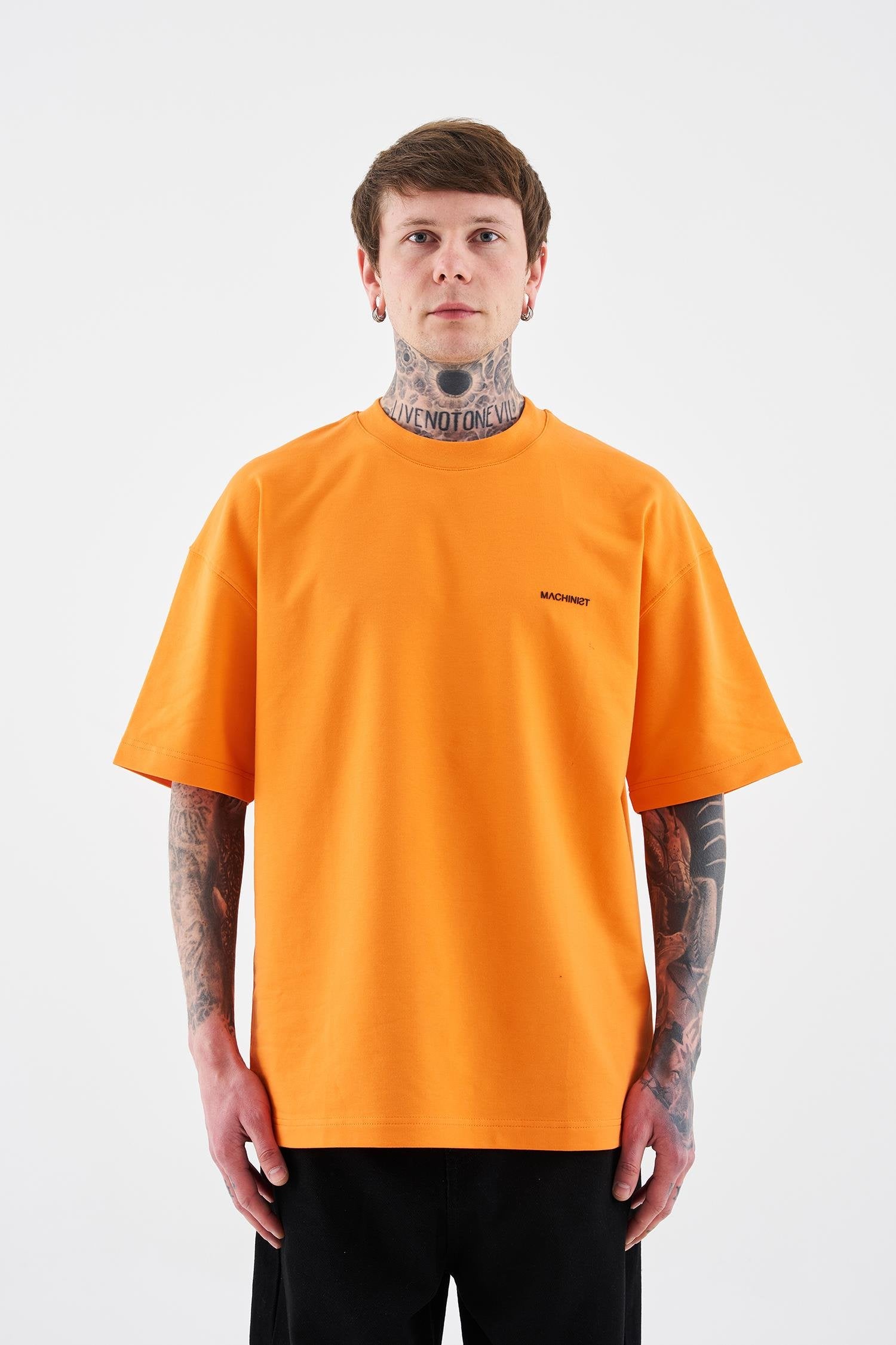 Erkek Basic Pamuklu Oversize Tişört Turuncu