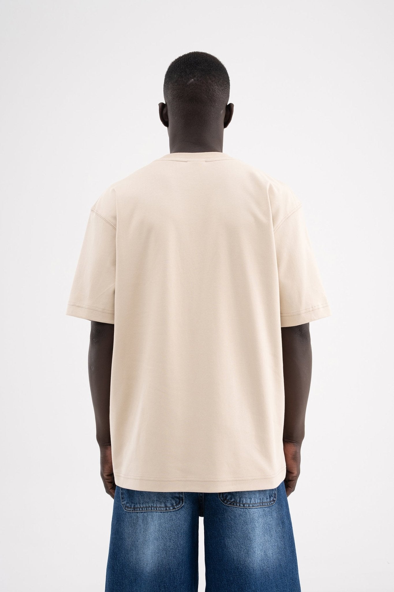 Erkek Basic Relaxed Tişört Açık Bej