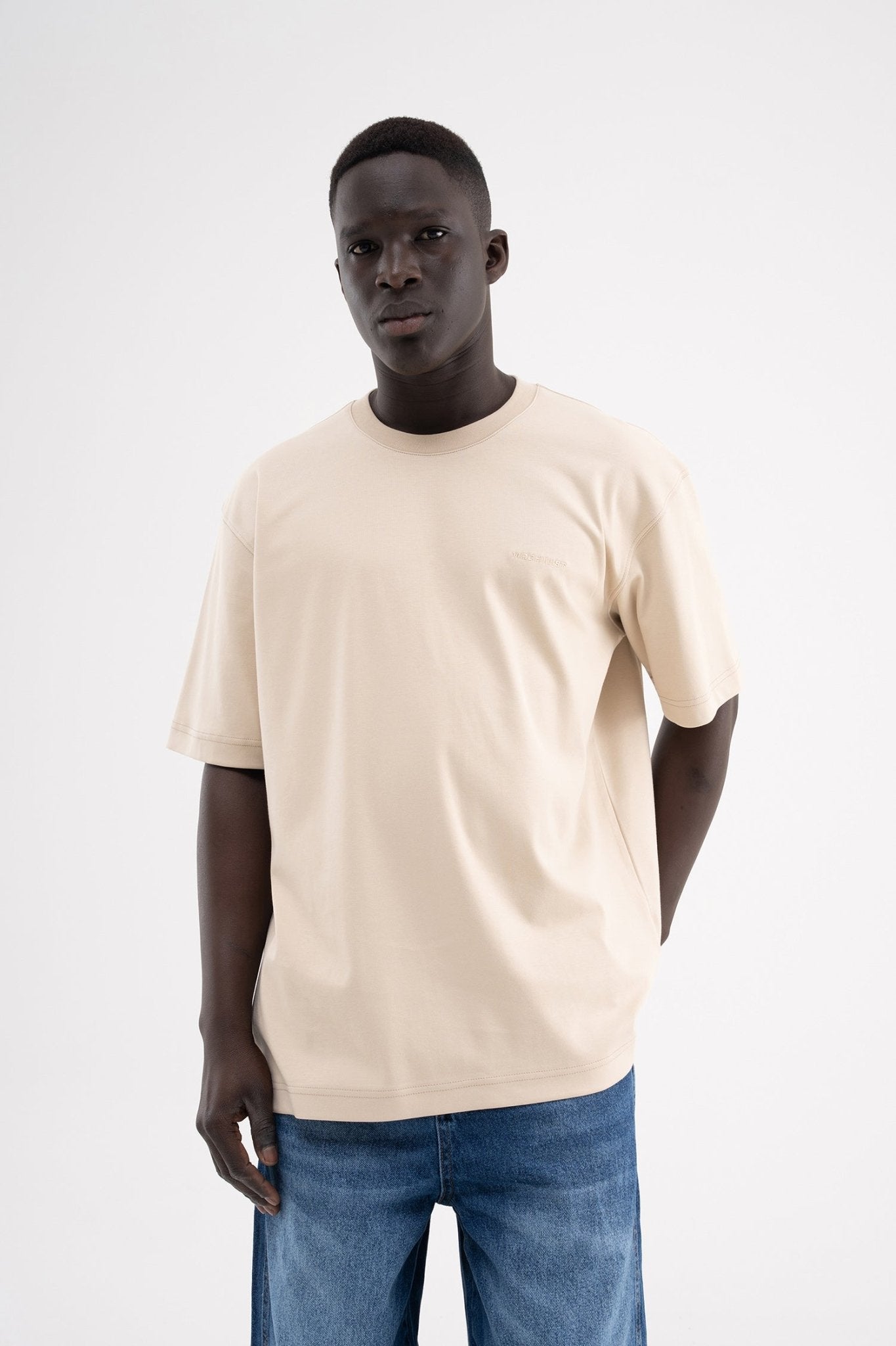 Erkek Basic Relaxed Tişört Açık Bej