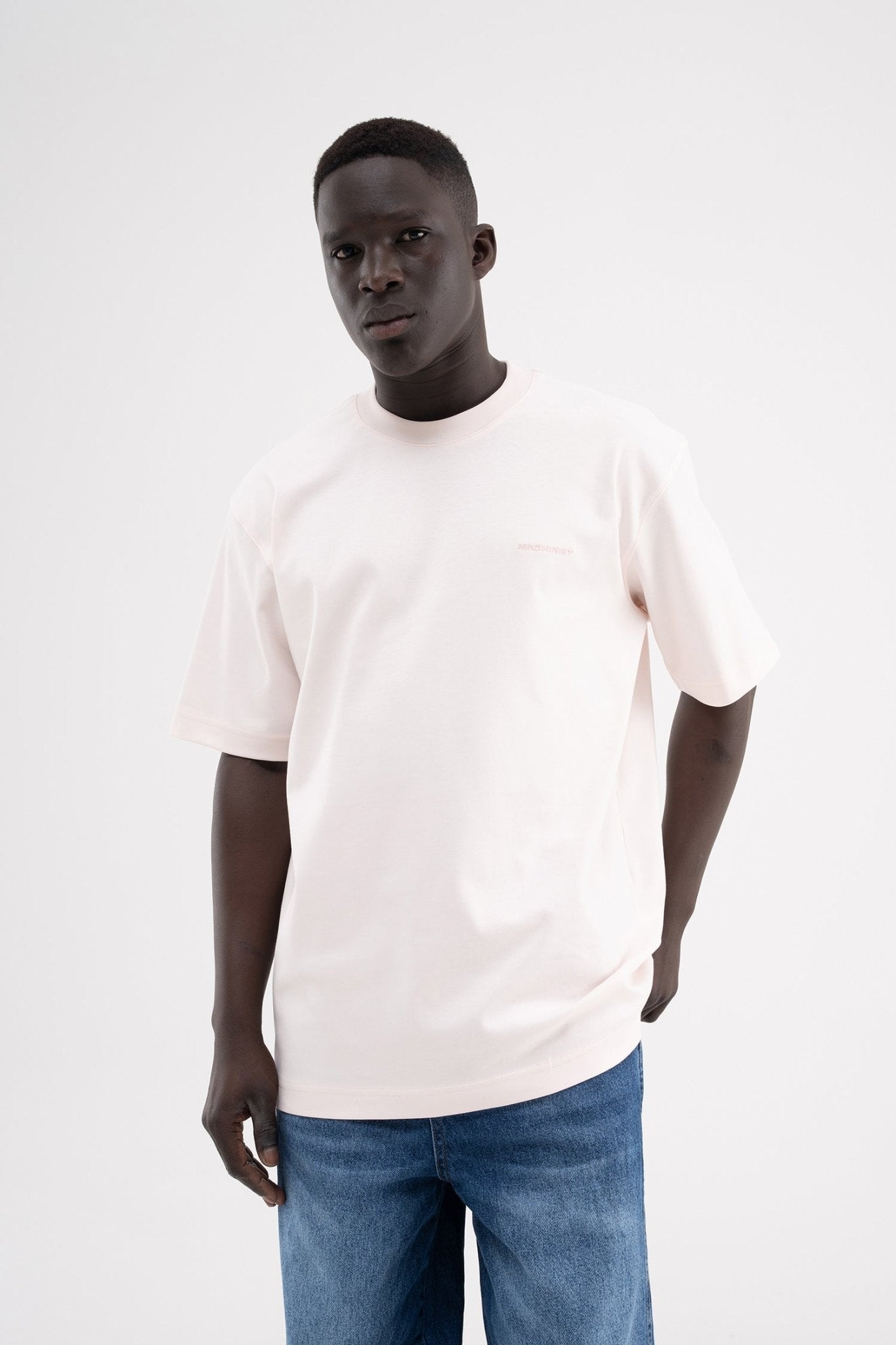 Erkek Basic Relaxed Tişört Açık Pembe