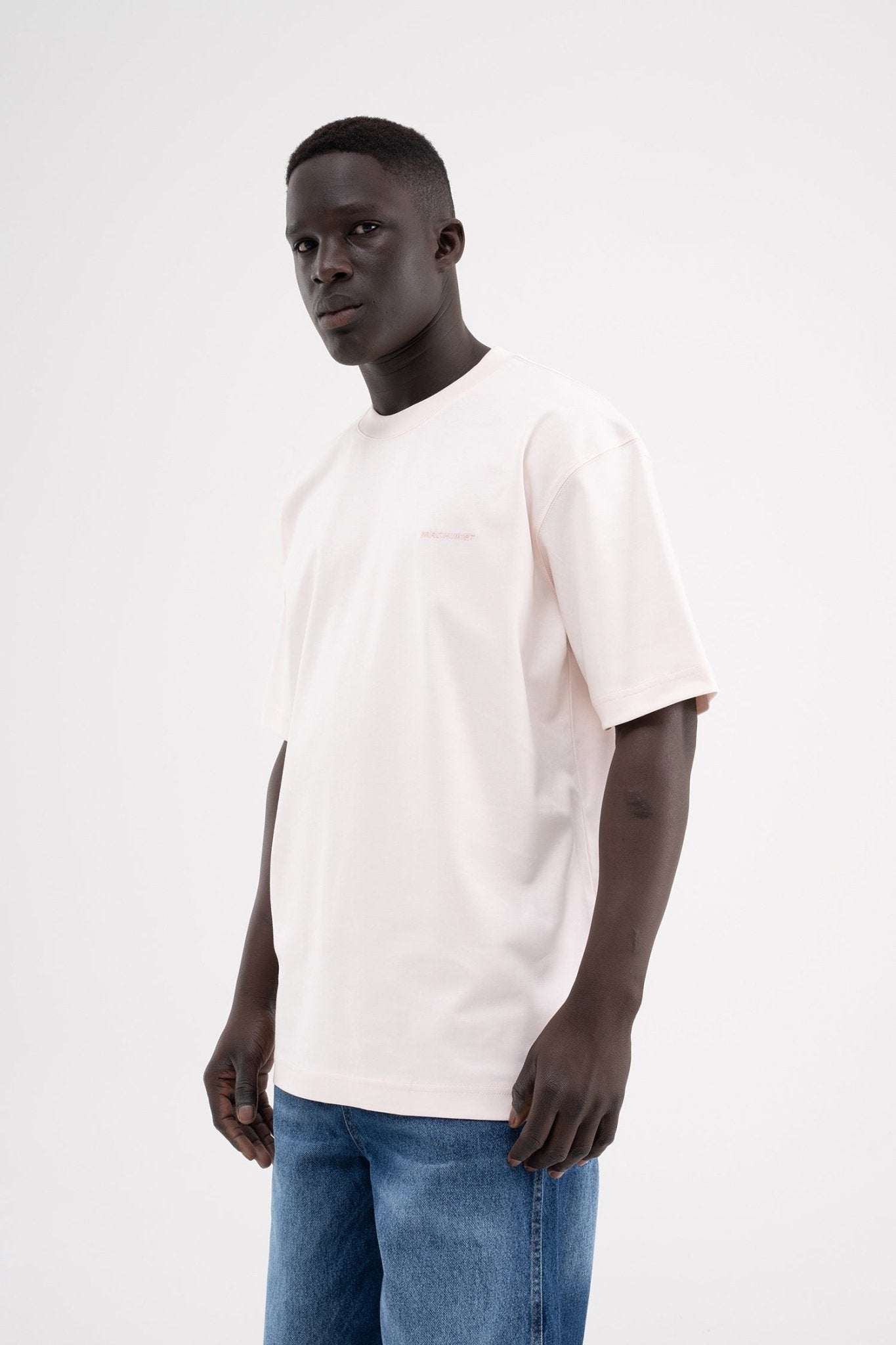 Erkek Basic Relaxed Tişört Açık Pembe
