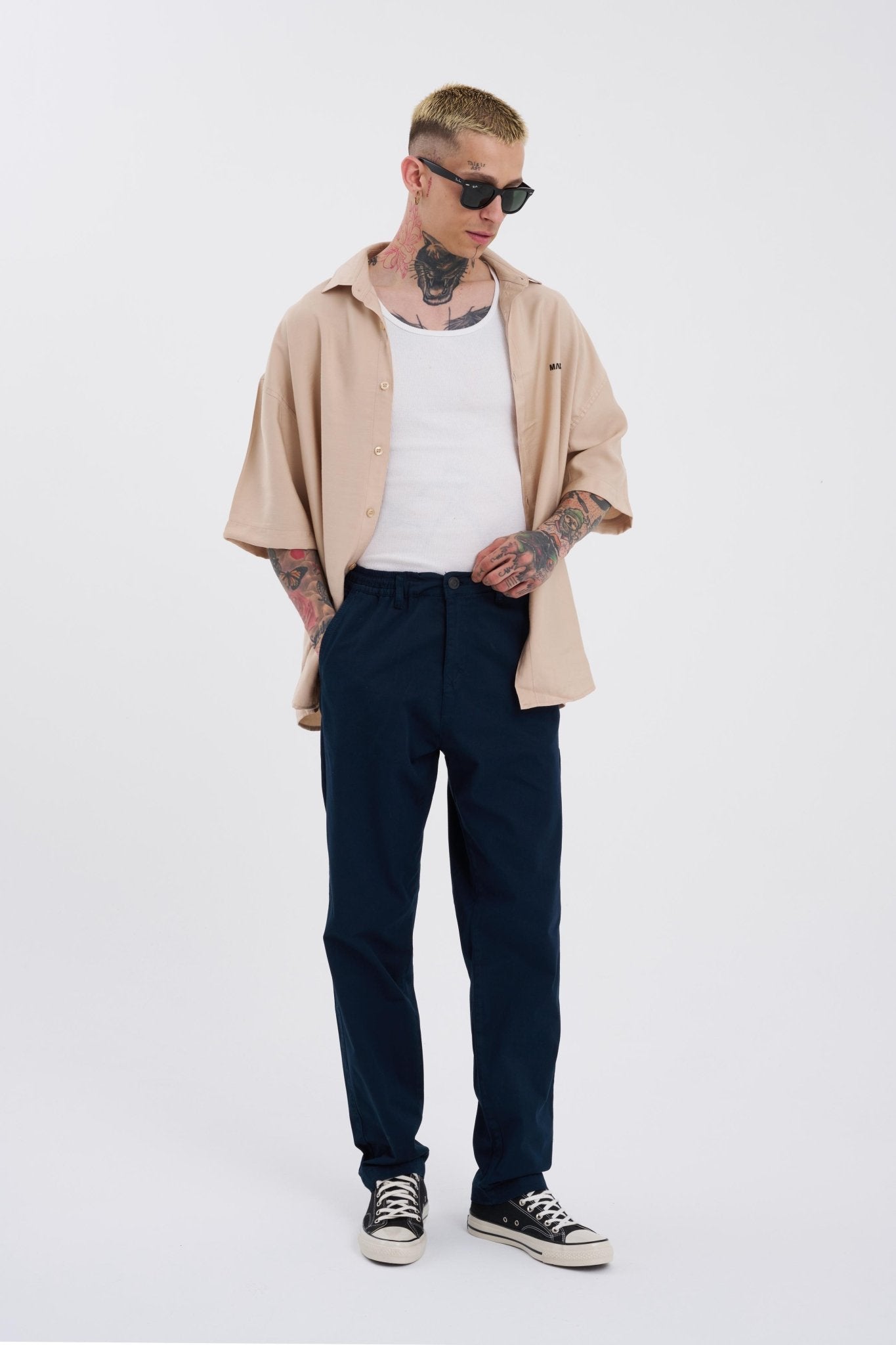 Erkek Basic Solid Jean Pantolon Koyu Mavi