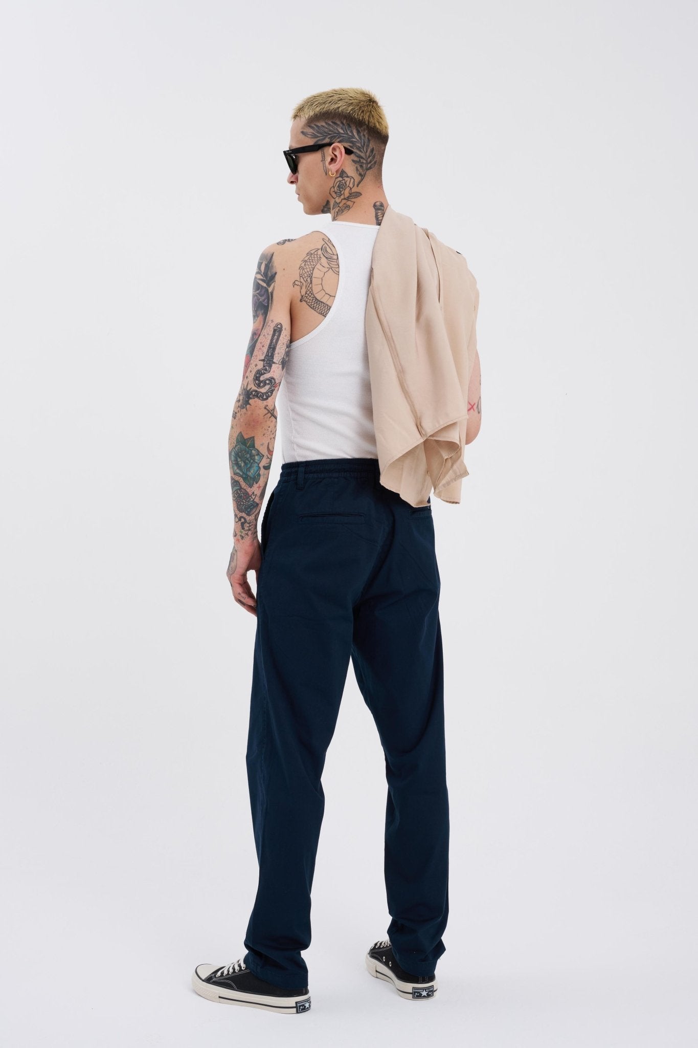 Erkek Basic Solid Jean Pantolon Koyu Mavi