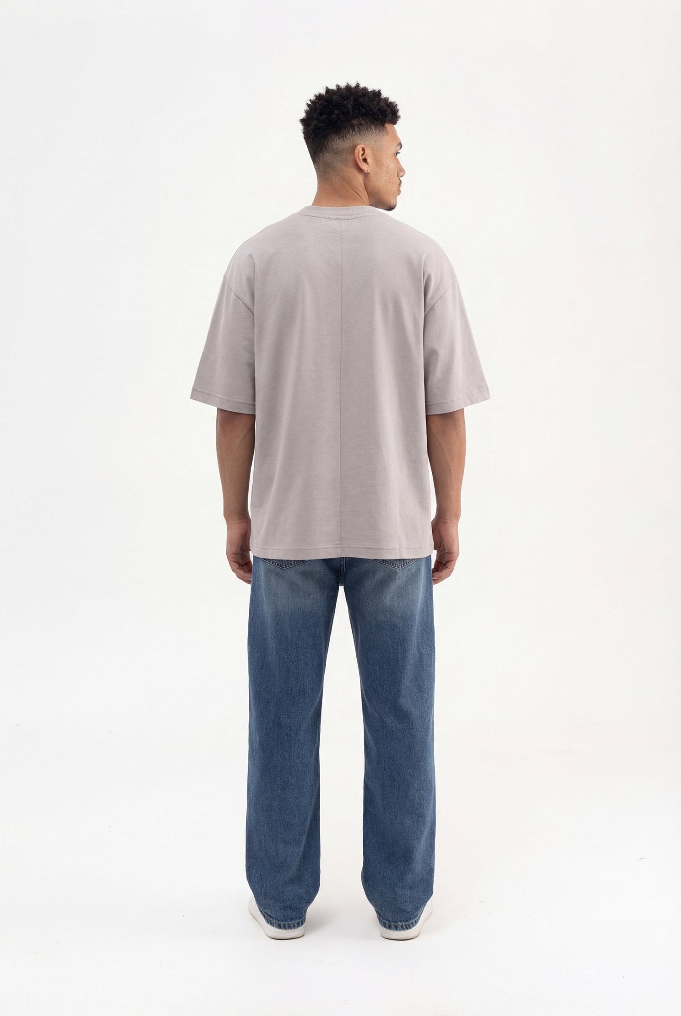 Erkek Basic Super Pamuklu Oversize Tişört Açık Gri