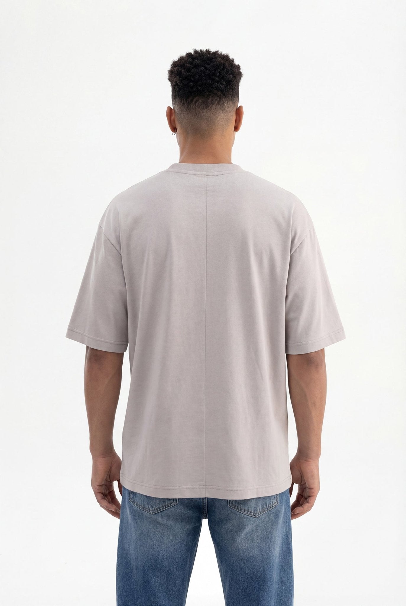 Erkek Basic Super Pamuklu Oversize Tişört Açık Gri