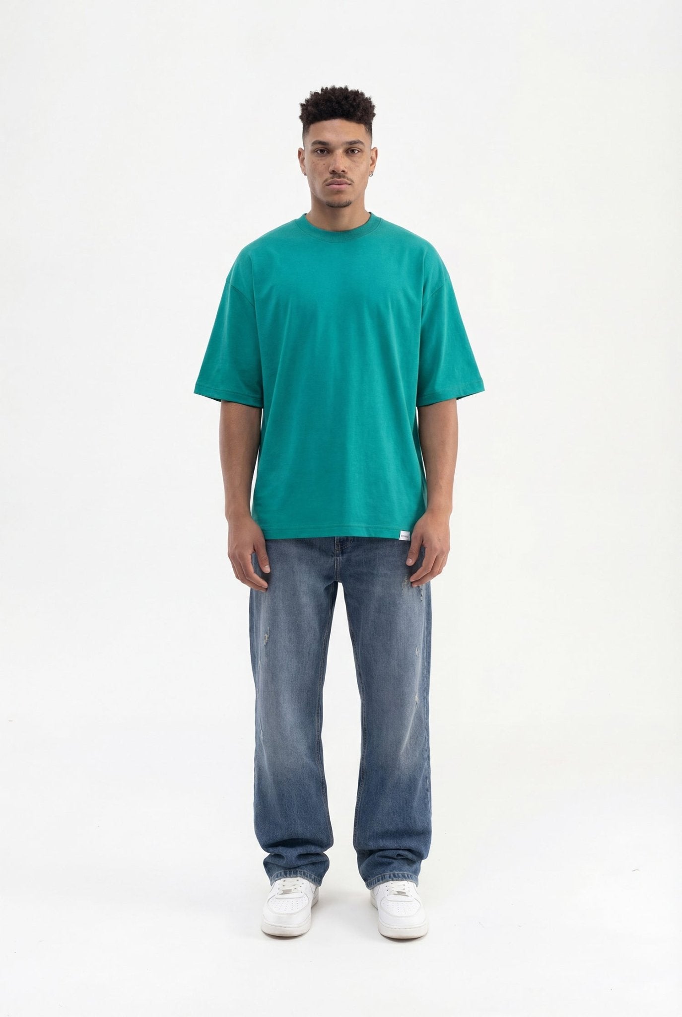 Erkek Basic Super Pamuklu Oversize Tişört Benetton Yeşili