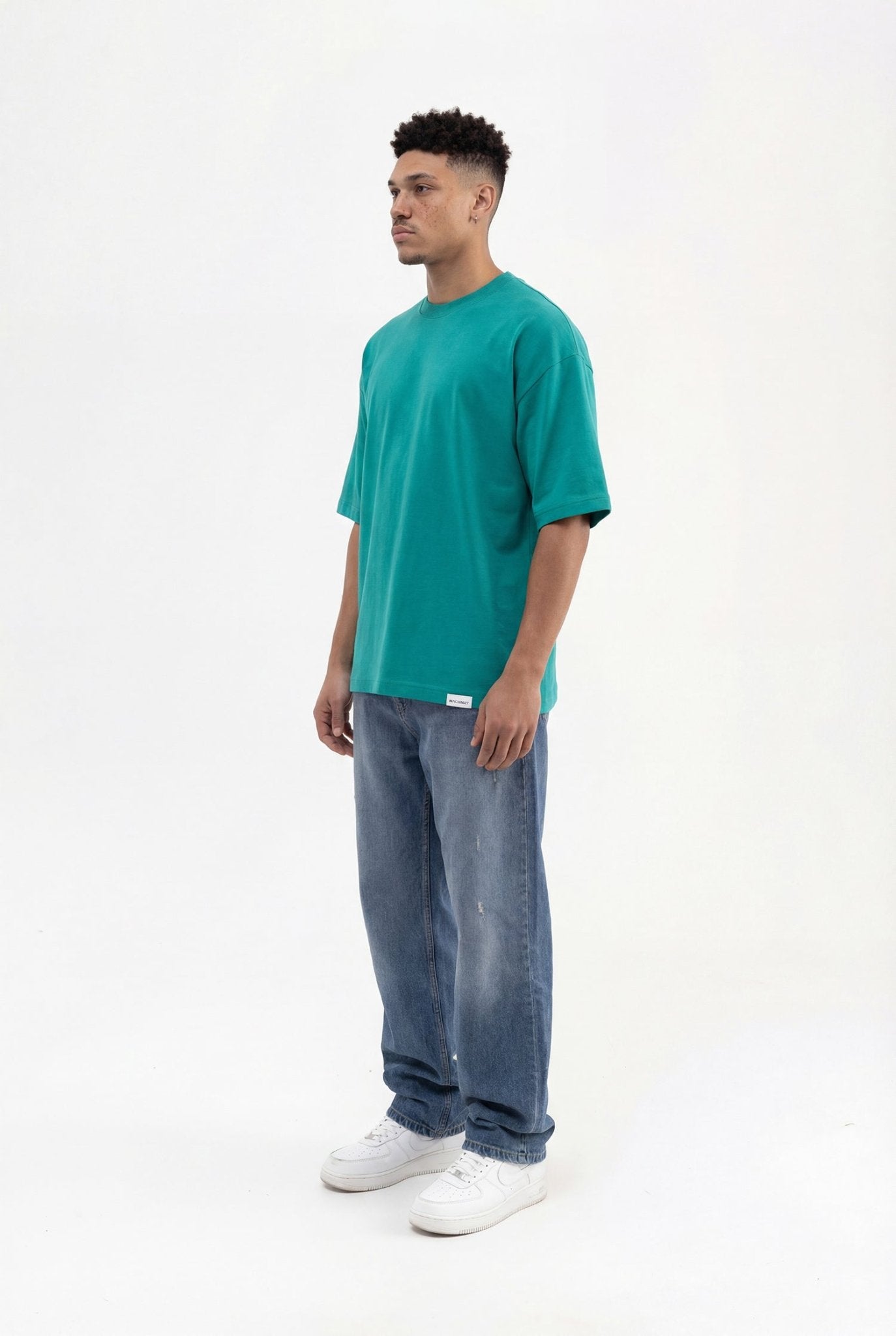 Erkek Basic Super Pamuklu Oversize Tişört Benetton Yeşili