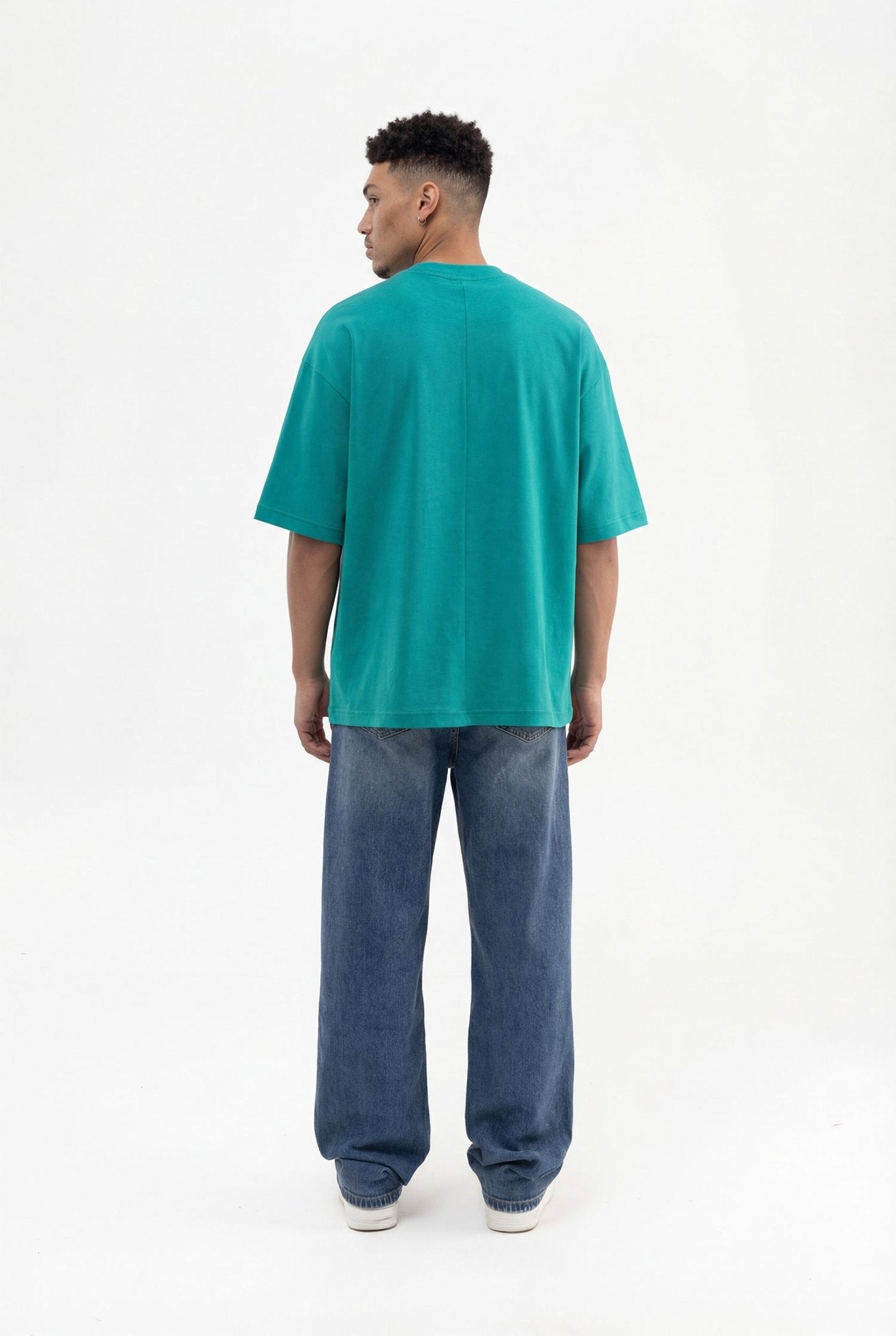Erkek Basic Super Pamuklu Oversize Tişört Benetton Yeşili
