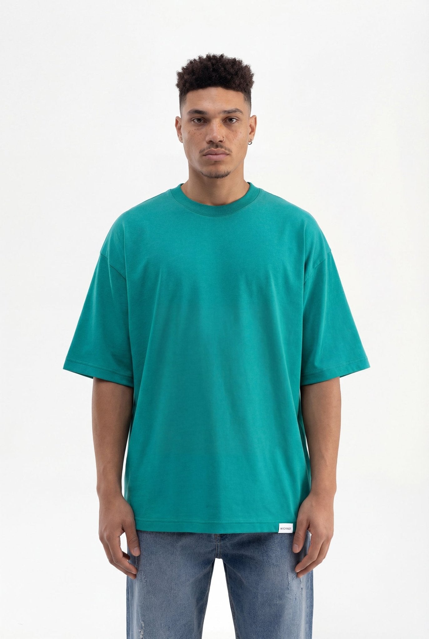 Erkek Basic Super Pamuklu Oversize Tişört Benetton Yeşili