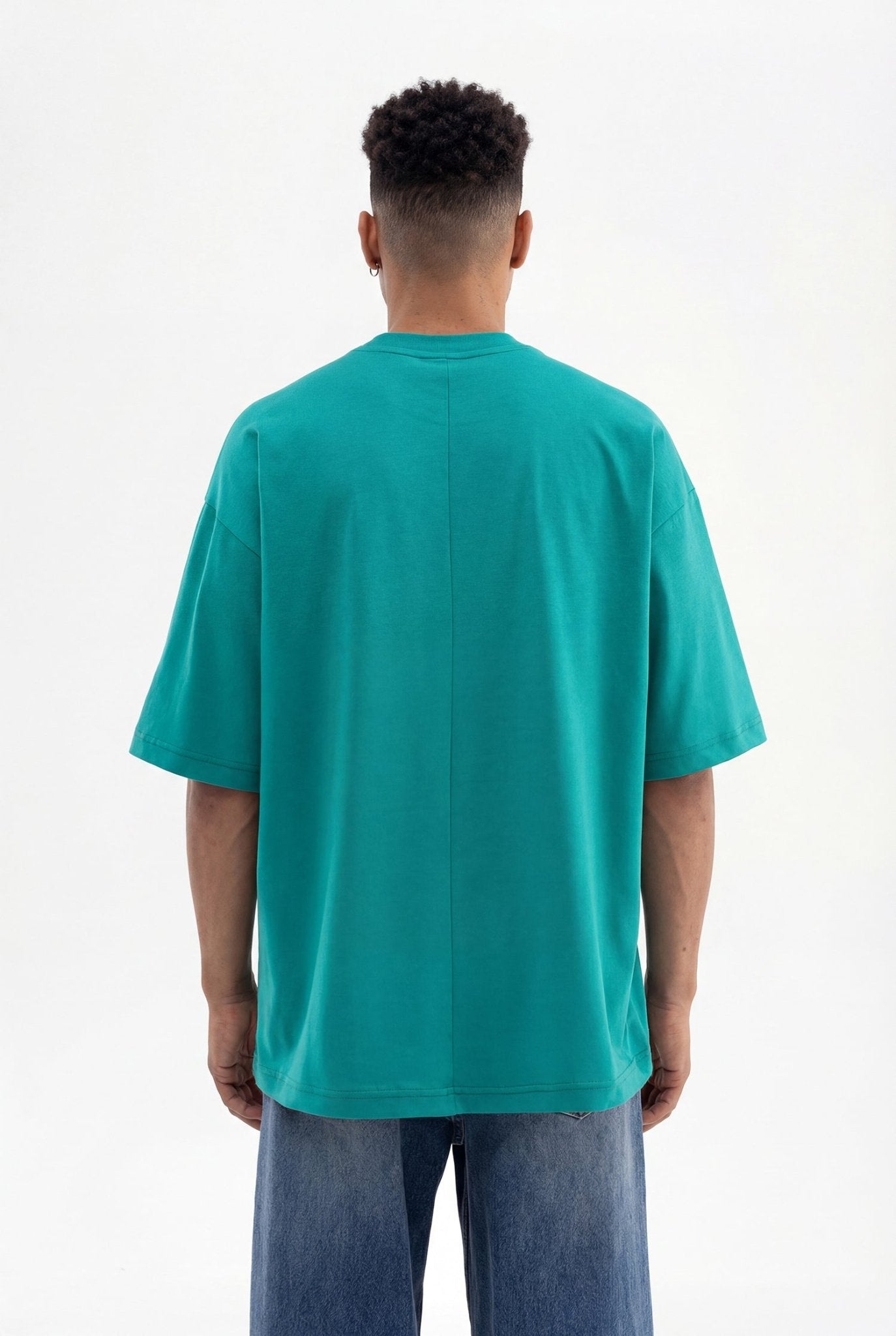 Erkek Basic Super Pamuklu Oversize Tişört Benetton Yeşili