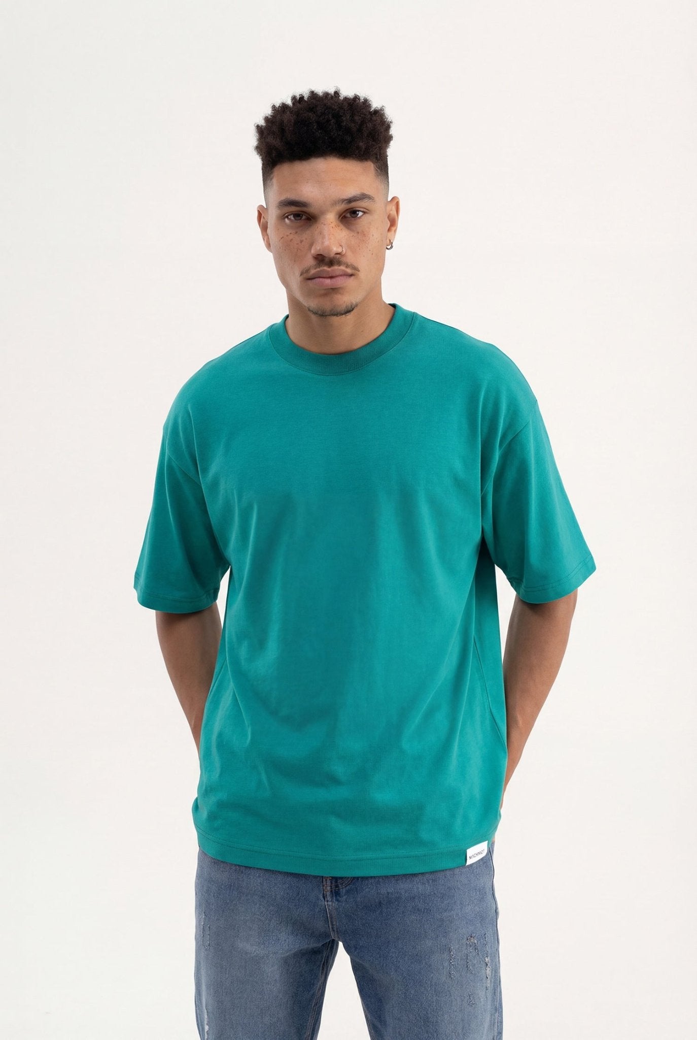 Erkek Basic Super Pamuklu Oversize Tişört Benetton Yeşili