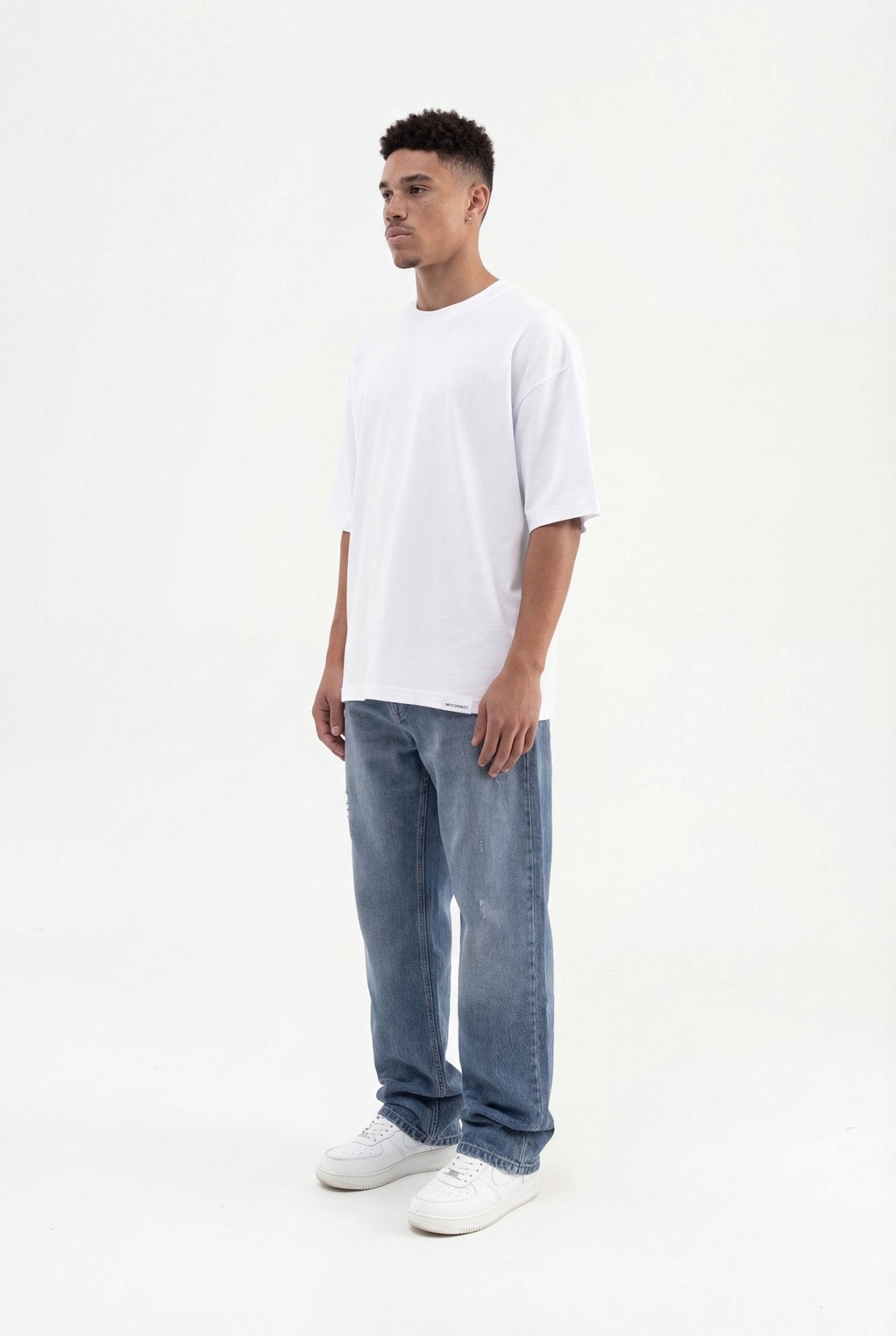 Erkek Basic Super Pamuklu Oversize Tişört Beyaz
