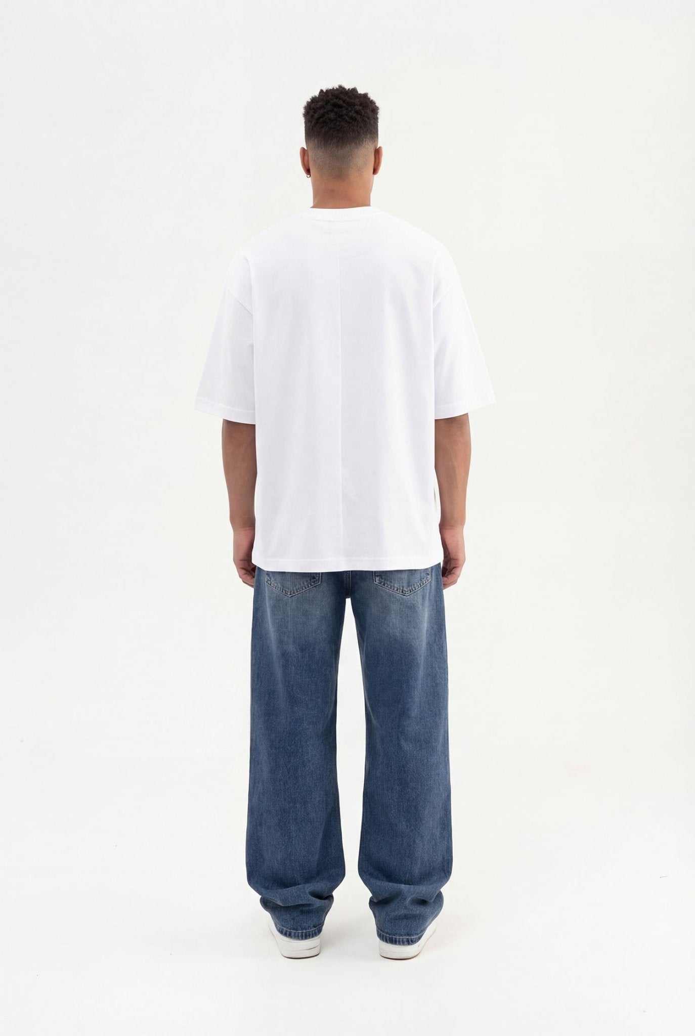 Erkek Basic Super Pamuklu Oversize Tişört Beyaz