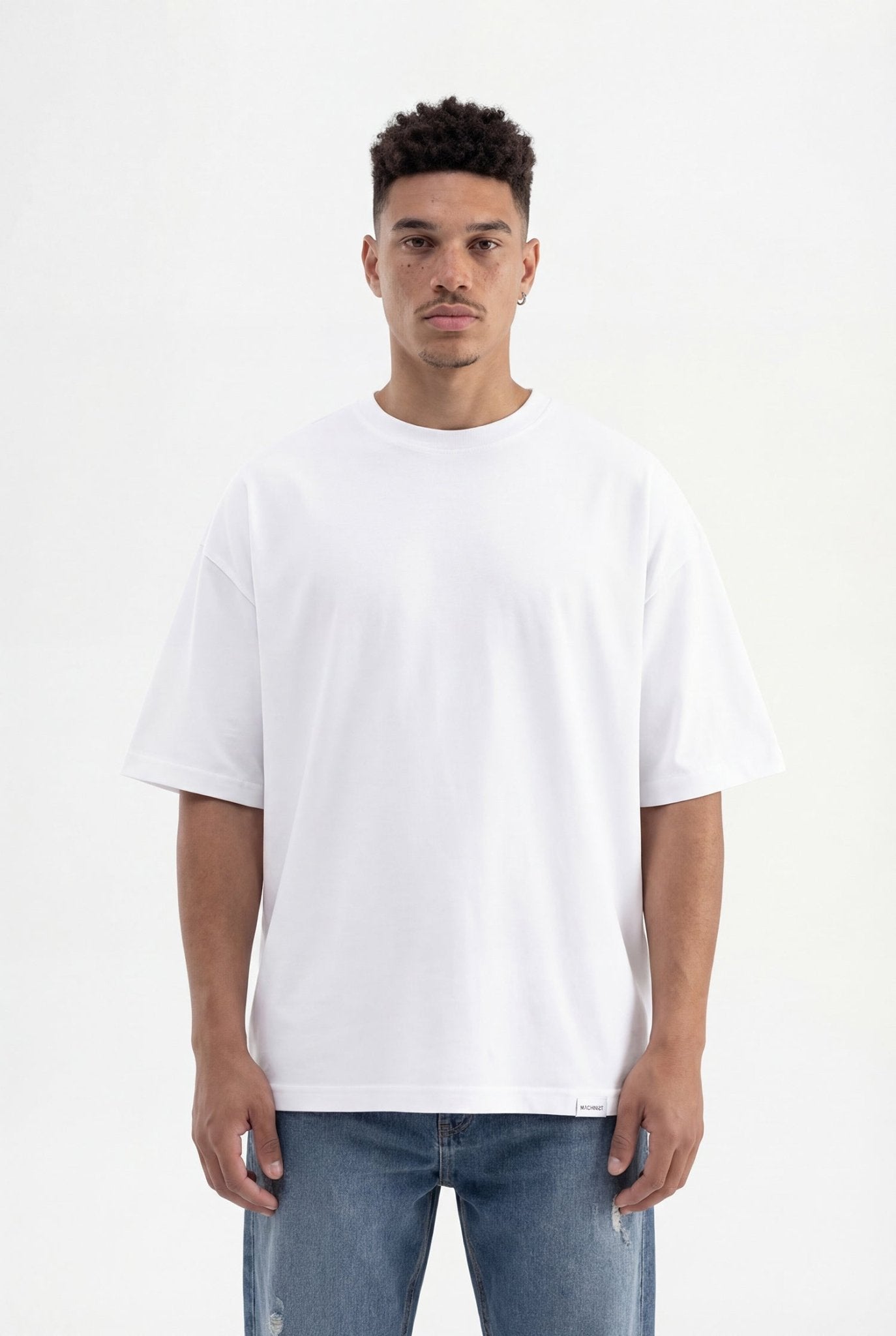 Erkek Basic Super Pamuklu Oversize Tişört Beyaz