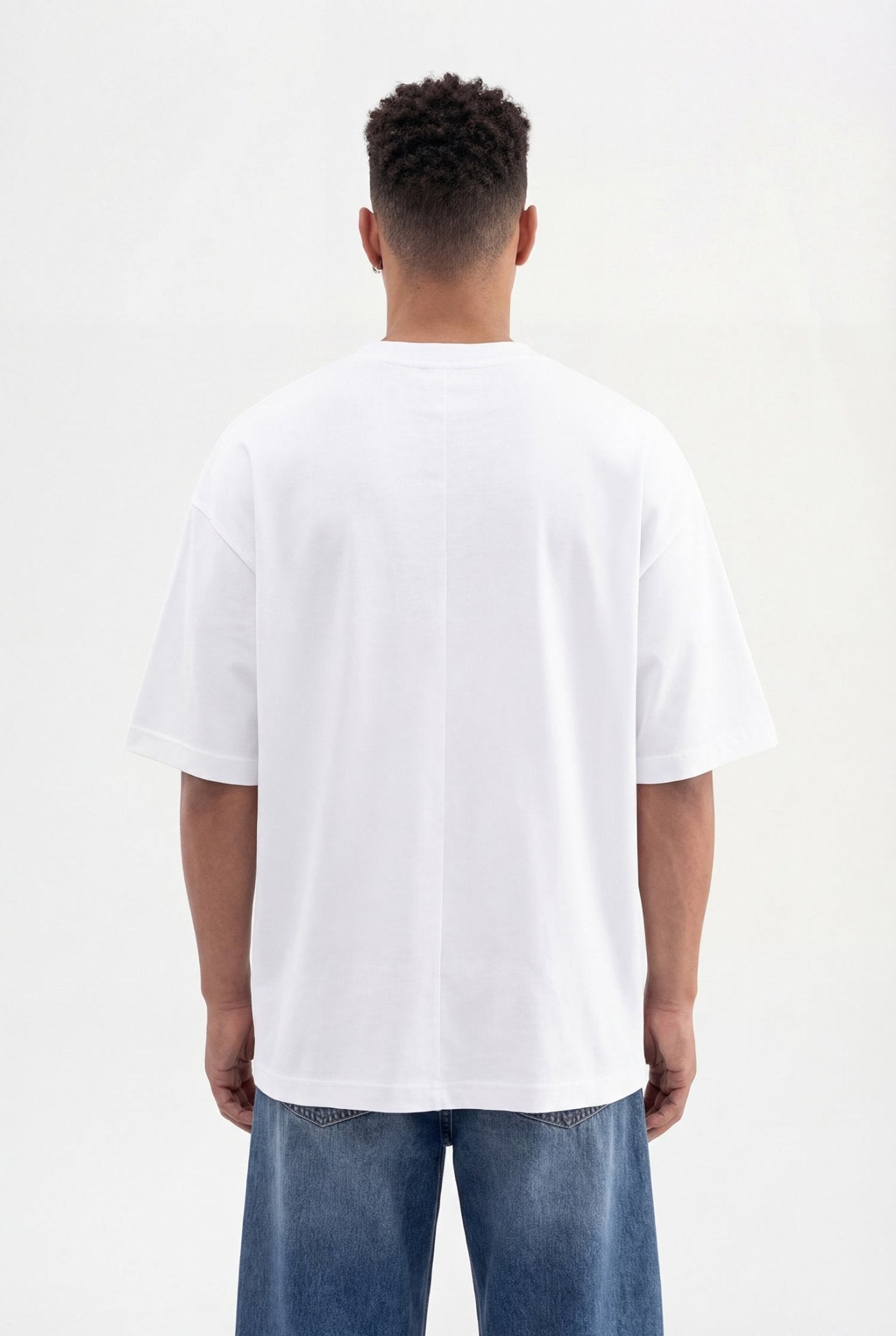 Erkek Basic Super Pamuklu Oversize Tişört Beyaz