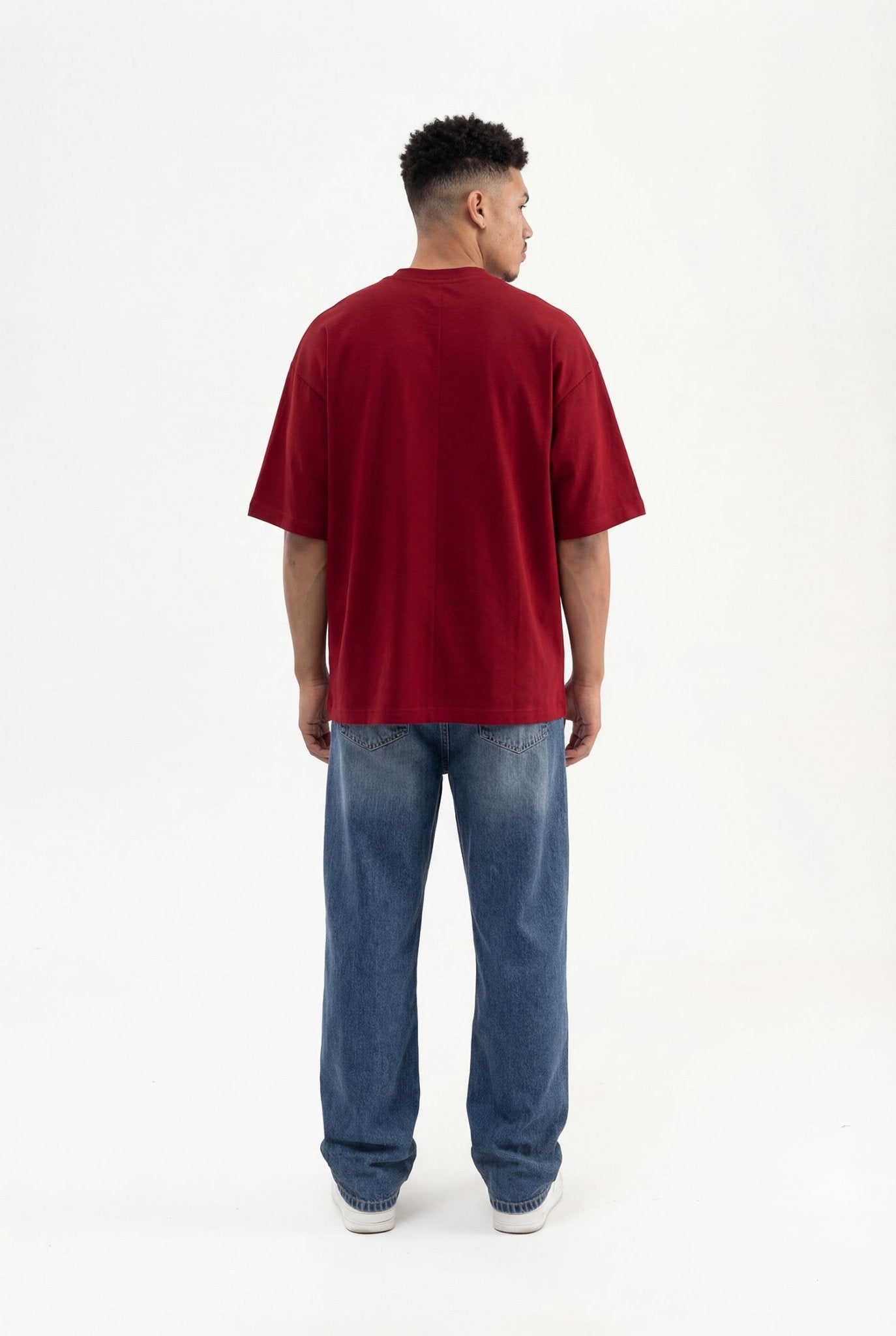 Erkek Basic Super Pamuklu Oversize Tişört Bordo