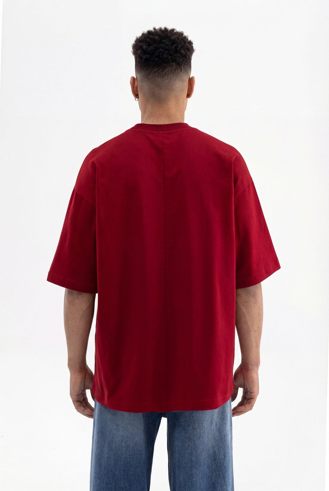 Erkek Basic Super Pamuklu Oversize Tişört Bordo